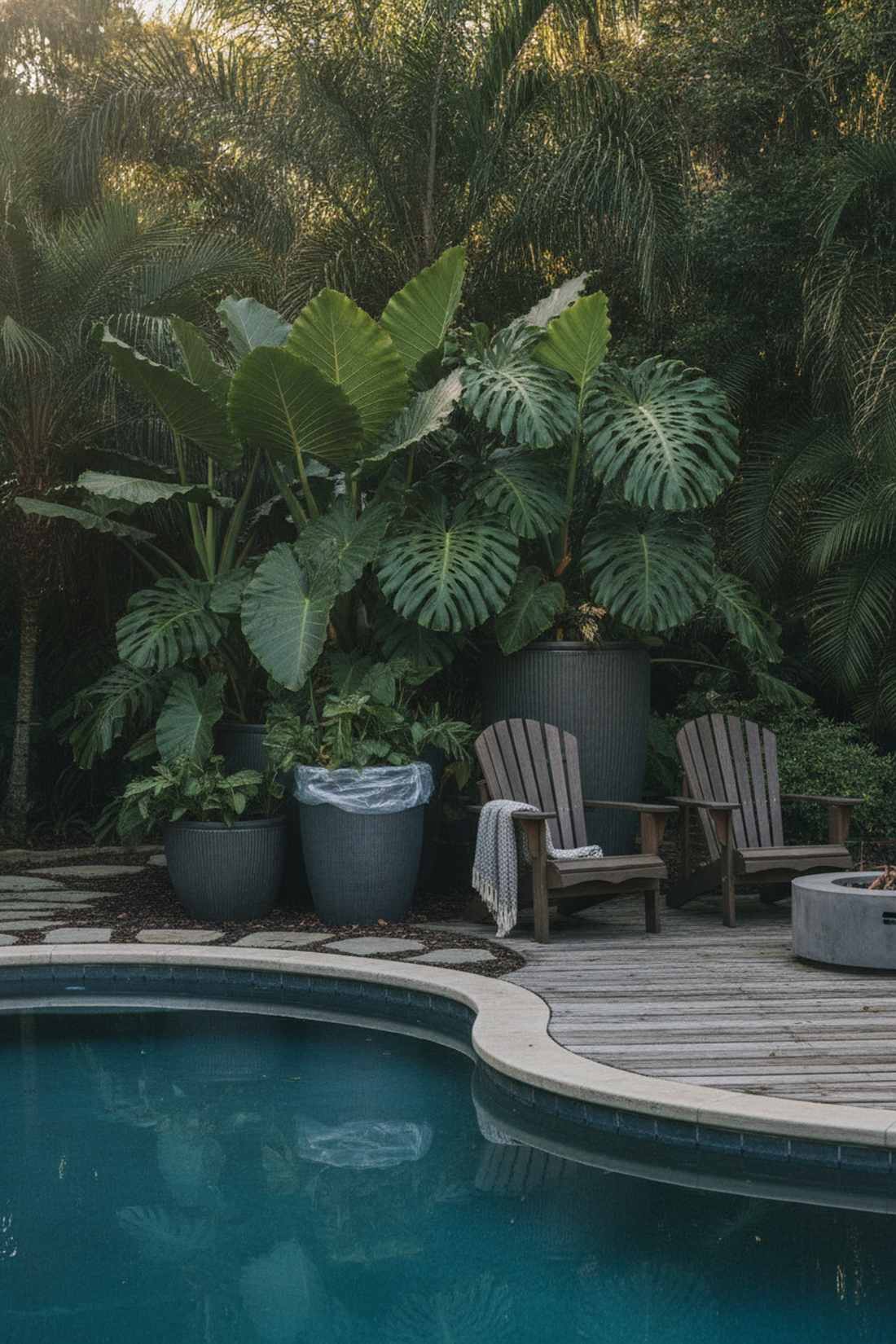 bold tropical foliage display