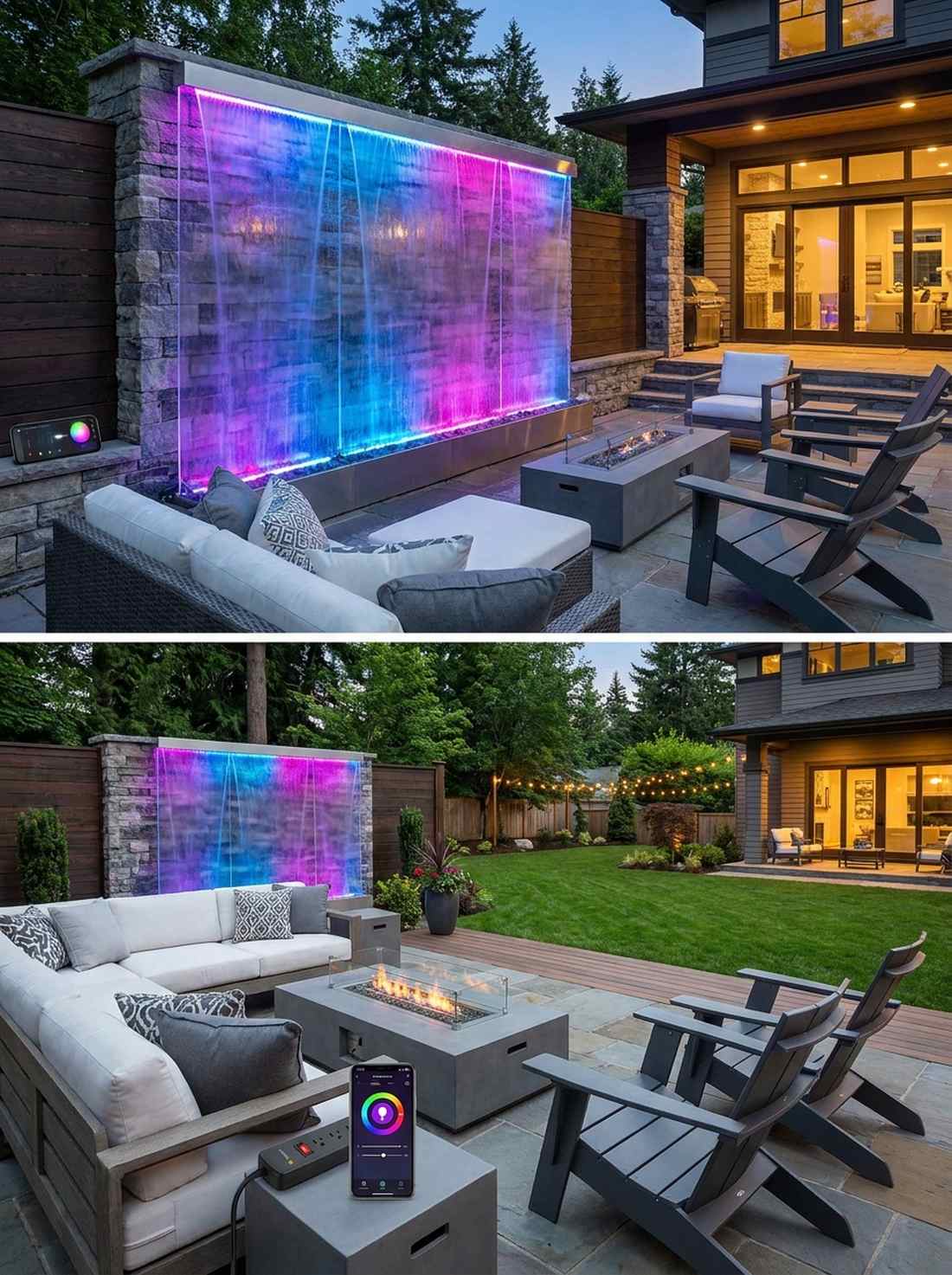 color changing water wall panel