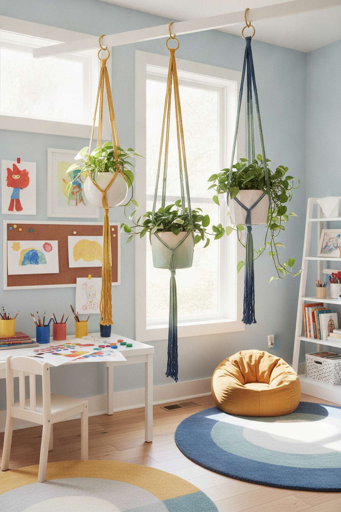 colored cotton rope hanger