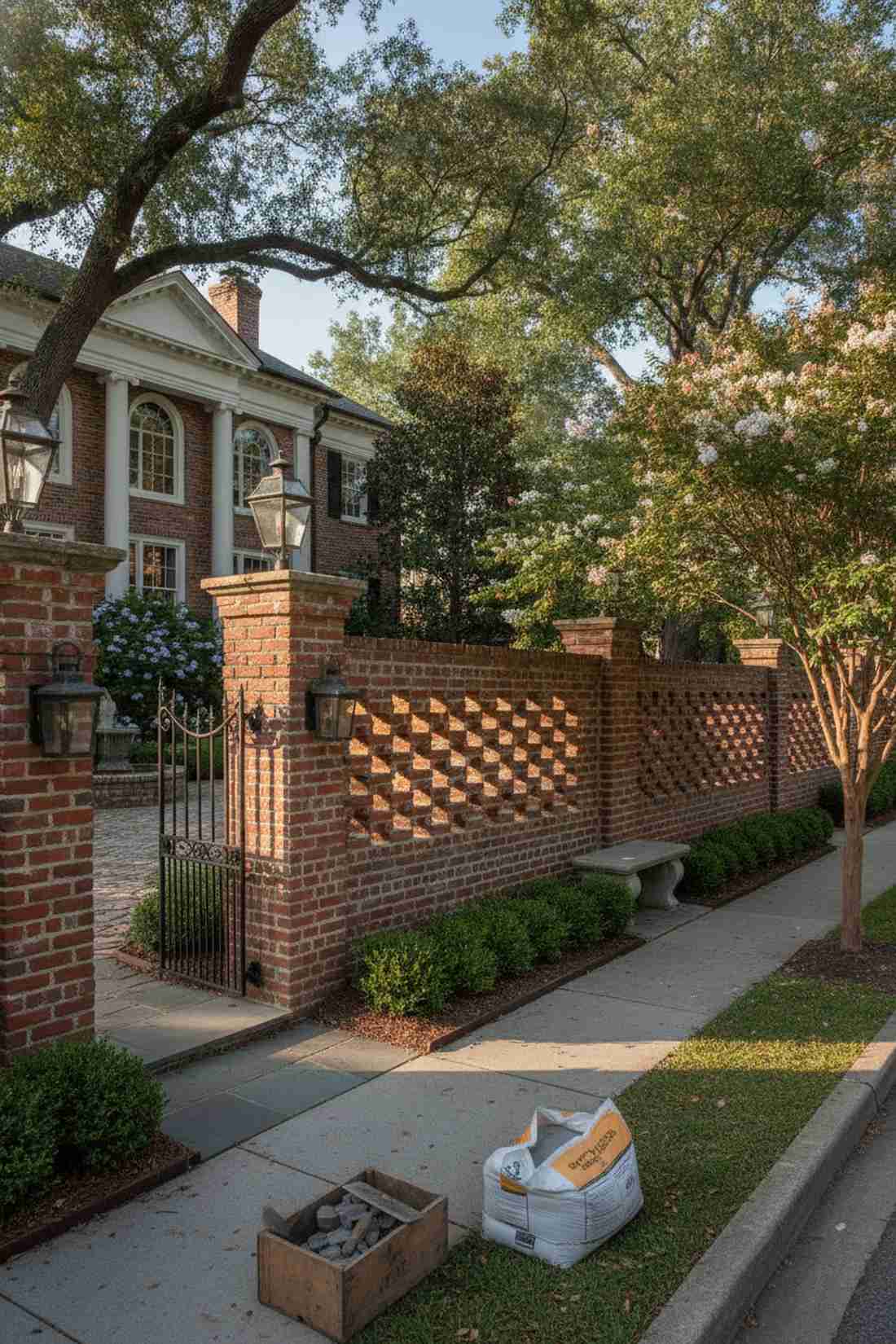 decorative brick courtyard wall