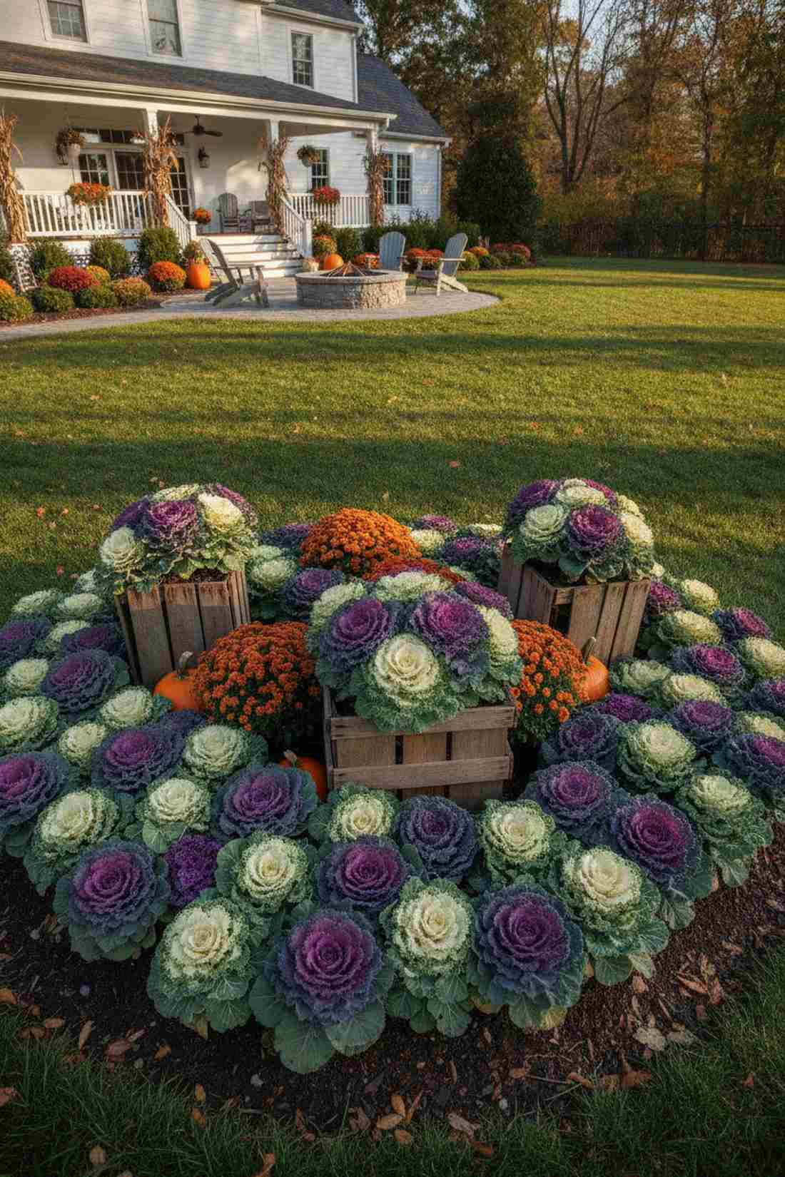 decorative cabbage and kale plantings