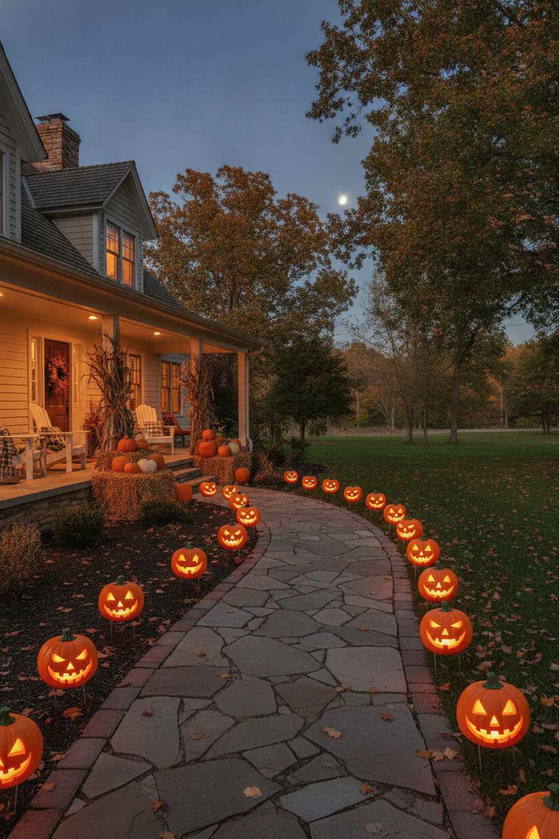 glowing pumpkin pathway markers