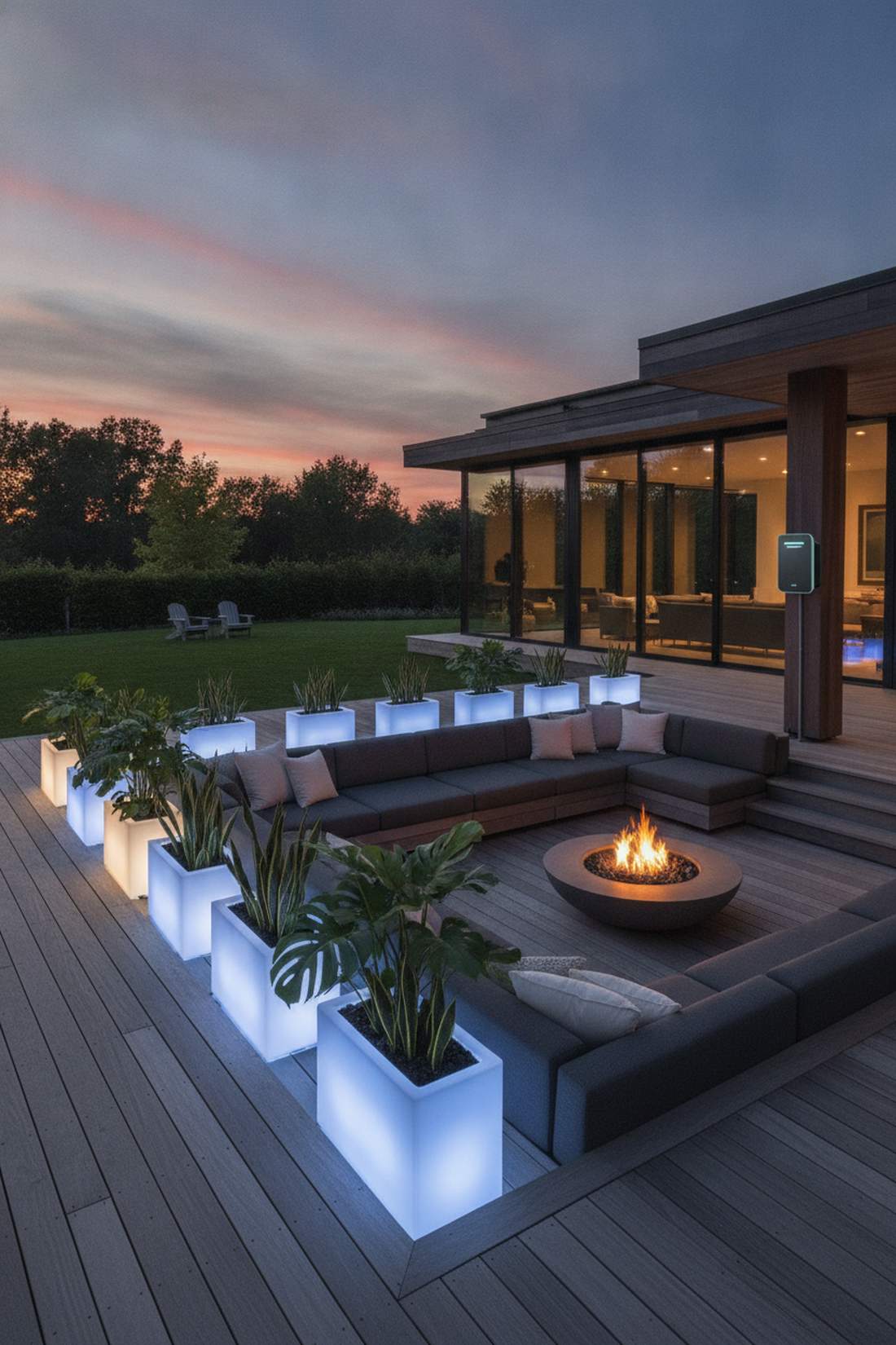 illuminated planter boxes with integrated leds
