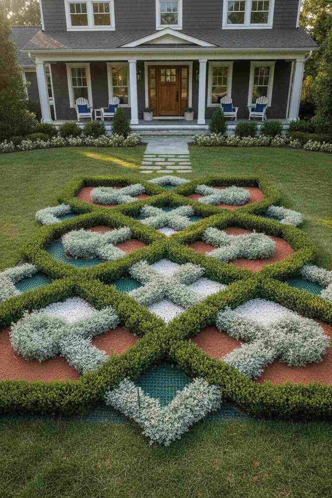 interlaced boxwood knot patterns