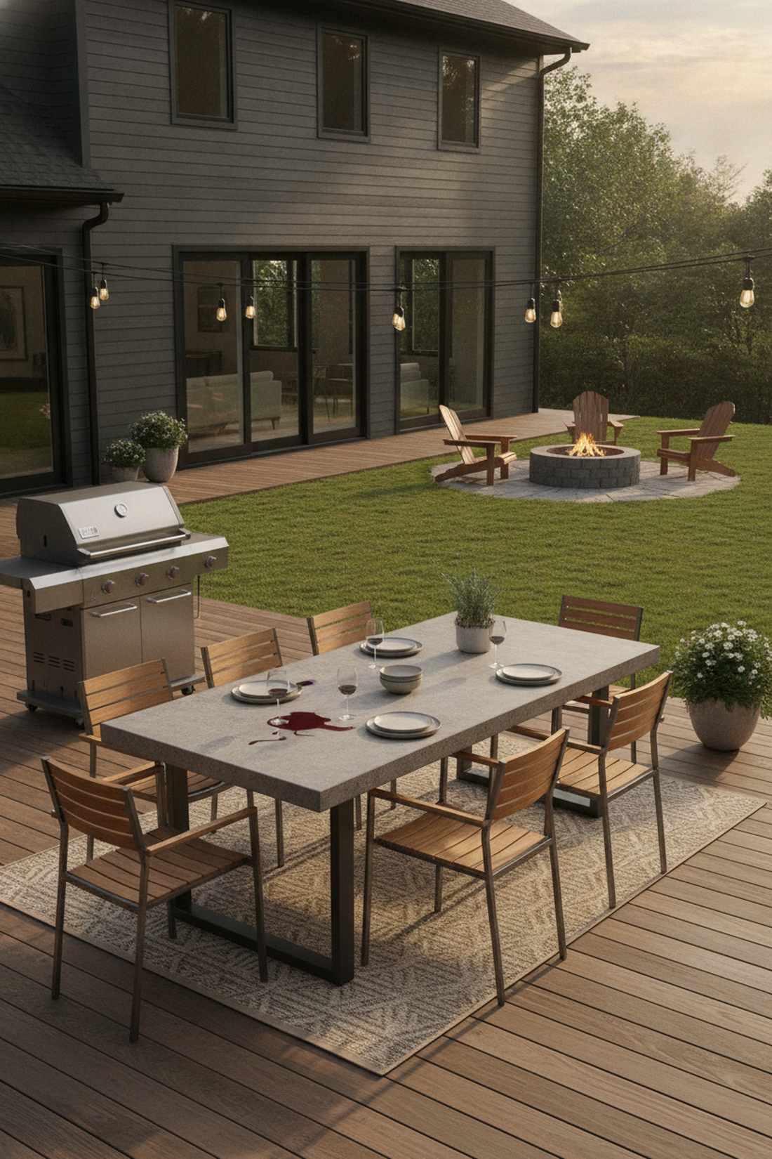 mixed material dining set