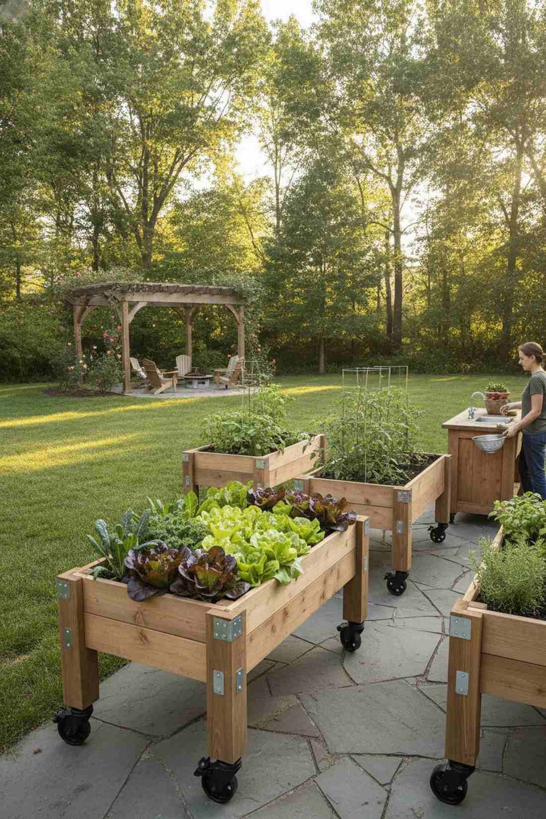 mobile raised bed carts
