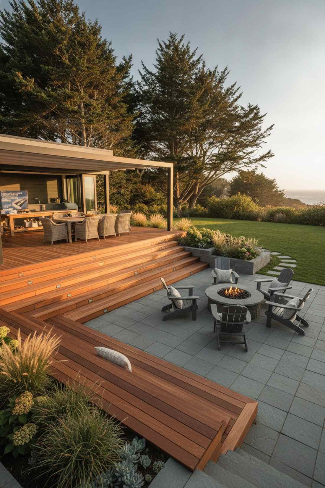 multi level deck to paver transition