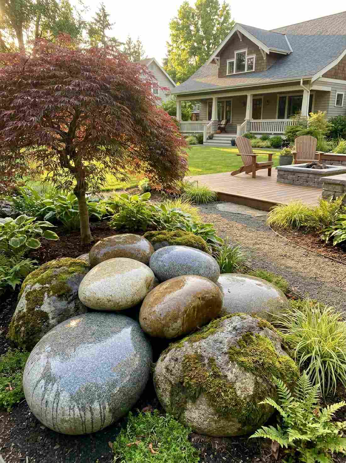 river stone sculpture