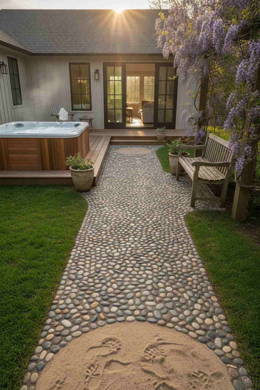 river stone textured pathway