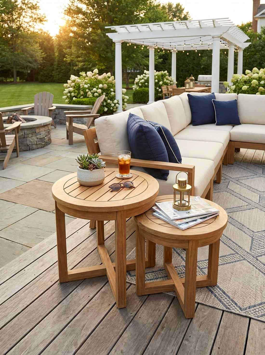 round teak side table