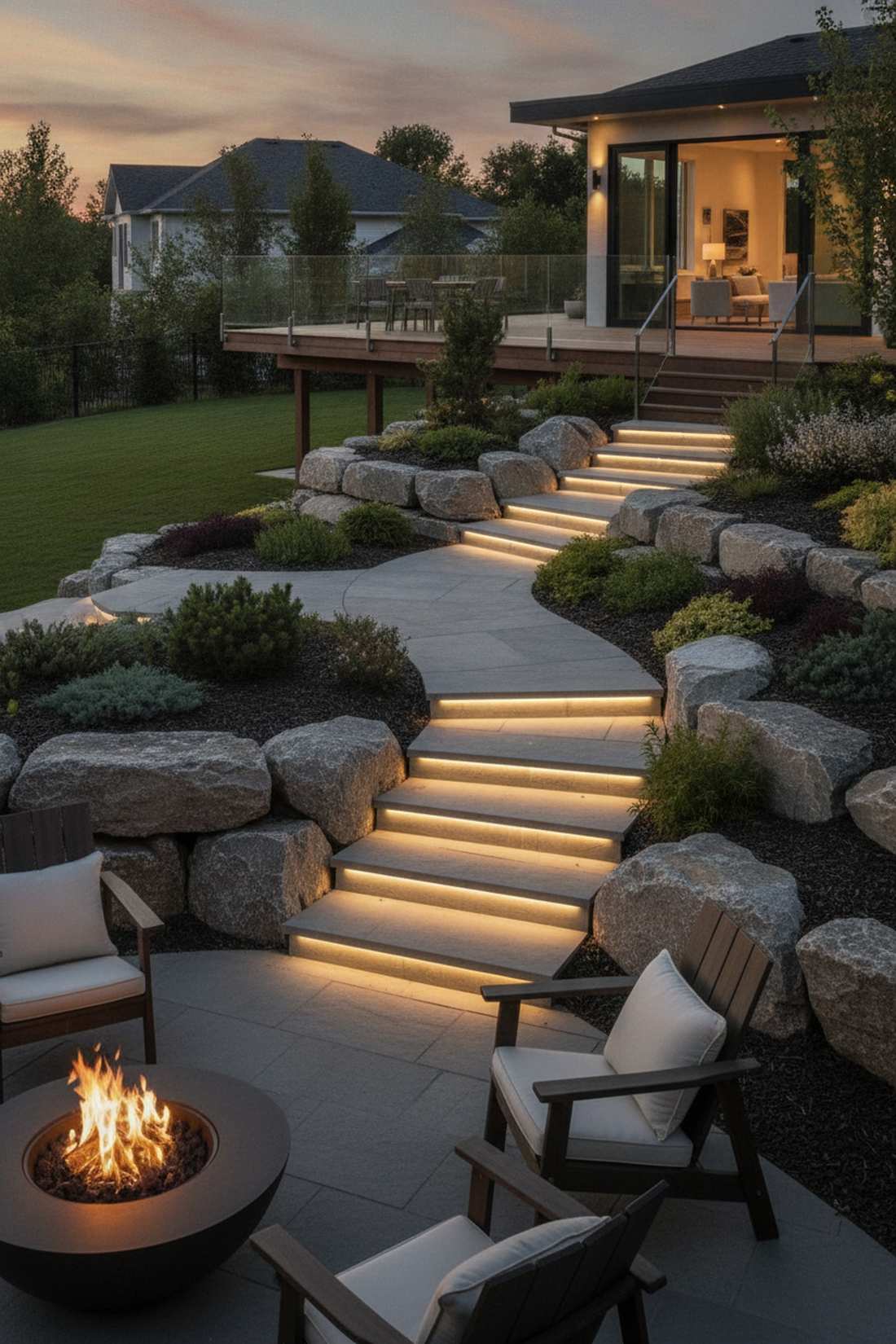 step integrated ground lighting