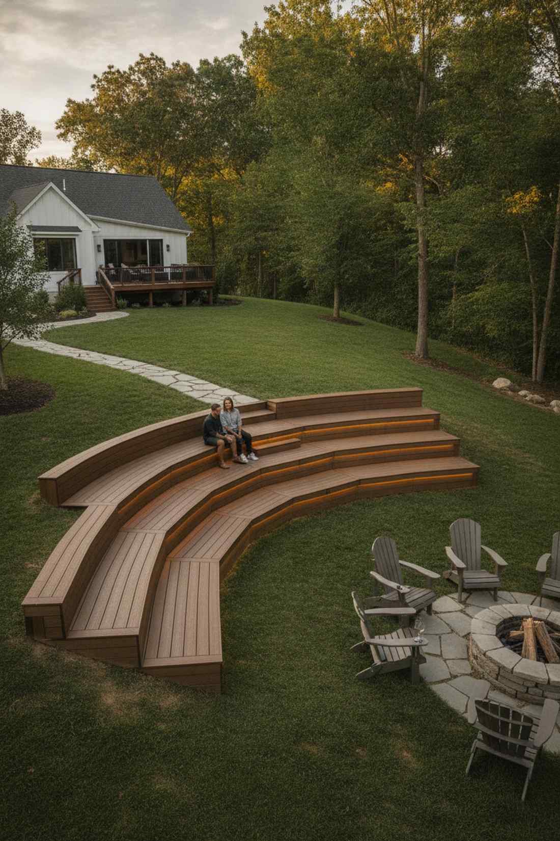 stepped multi level bench