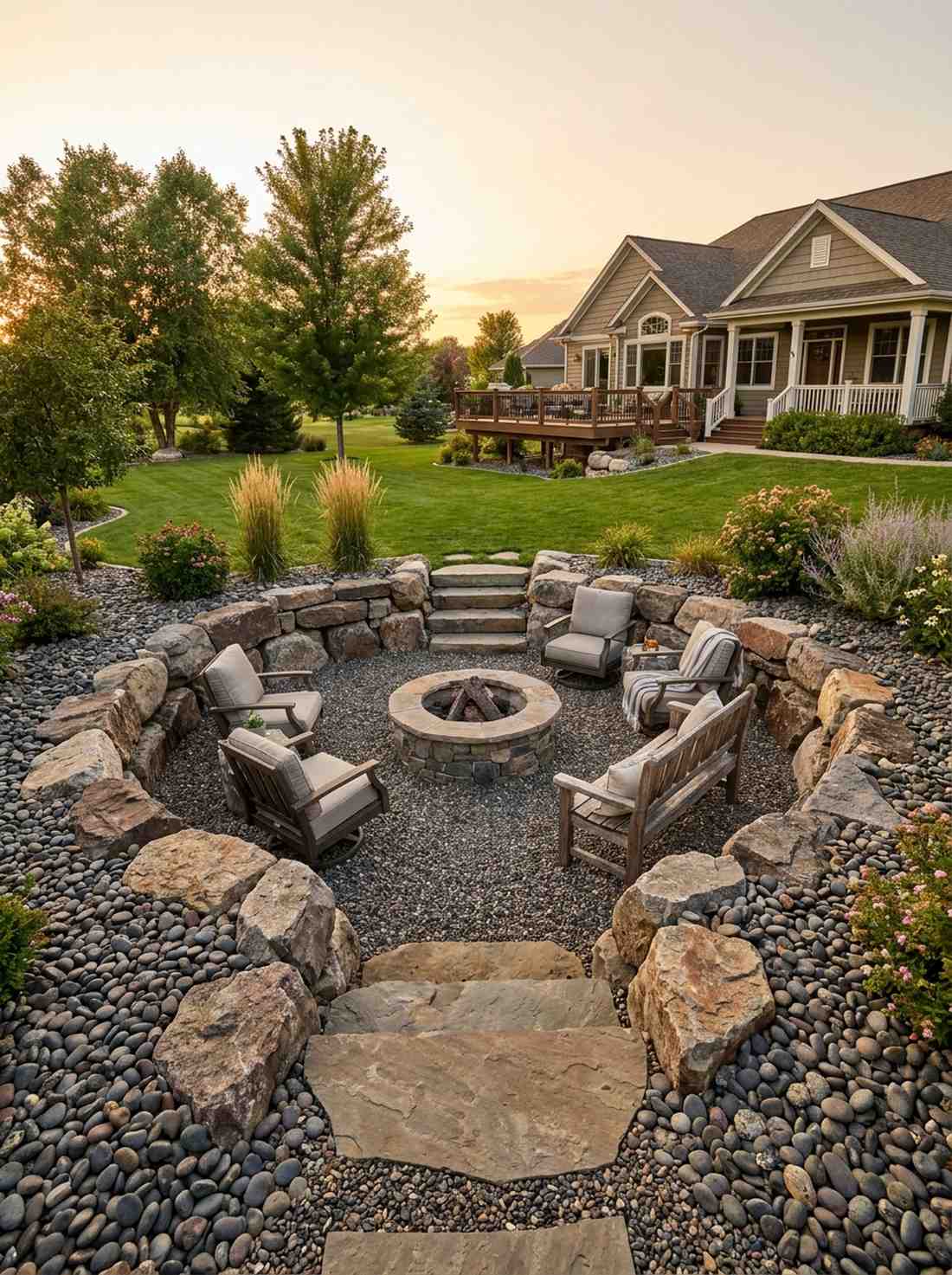 sunken gravel meditation pit