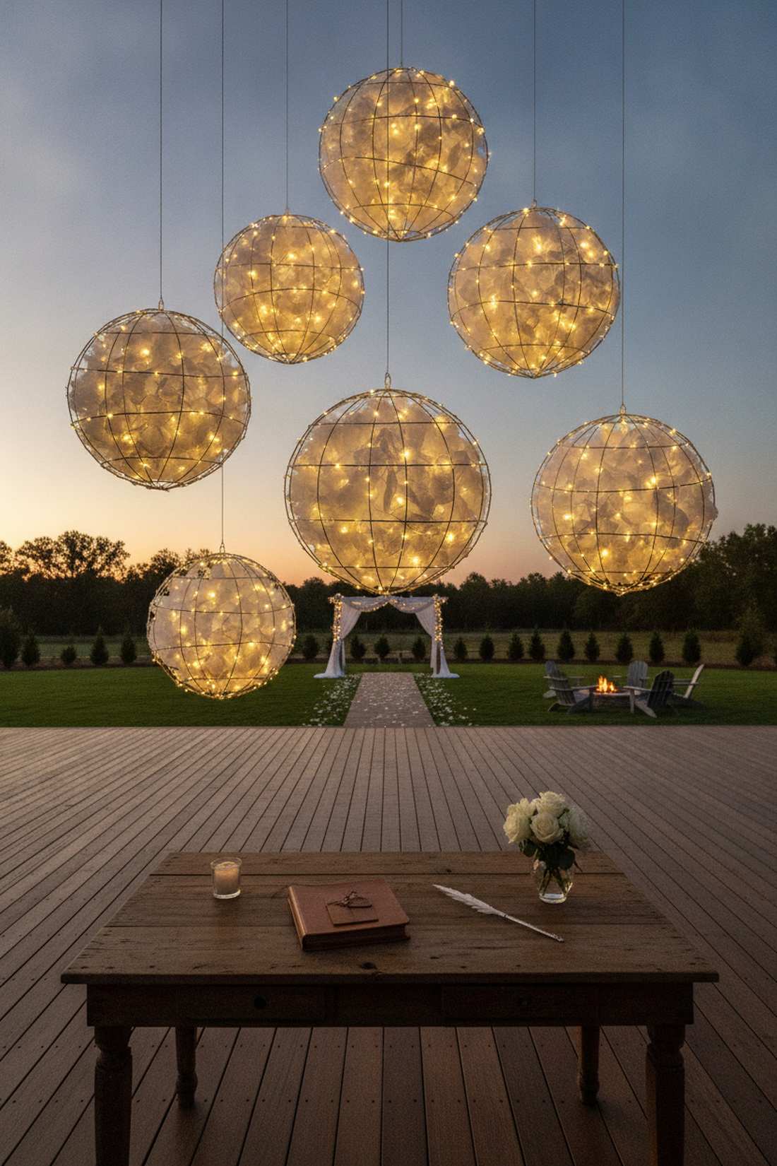 suspended light sphere entrance