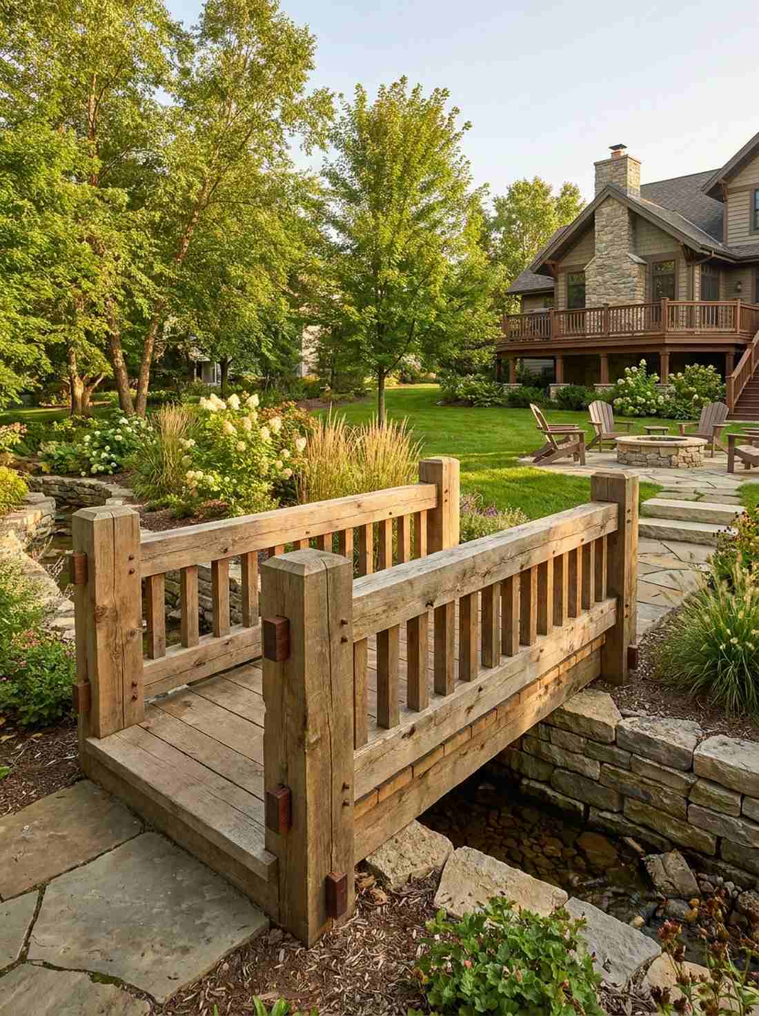 timber frame with railings