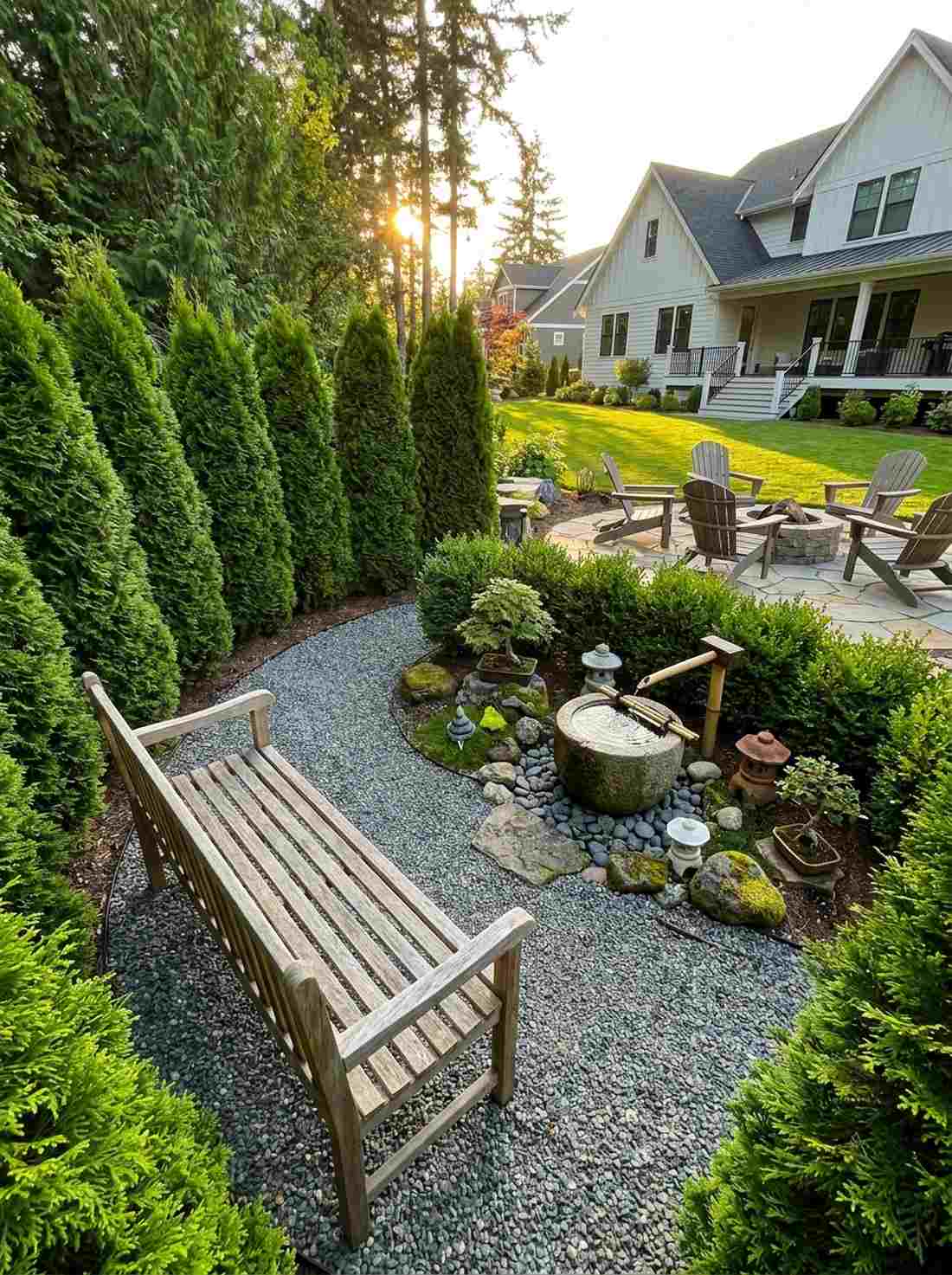 water feature observation bench