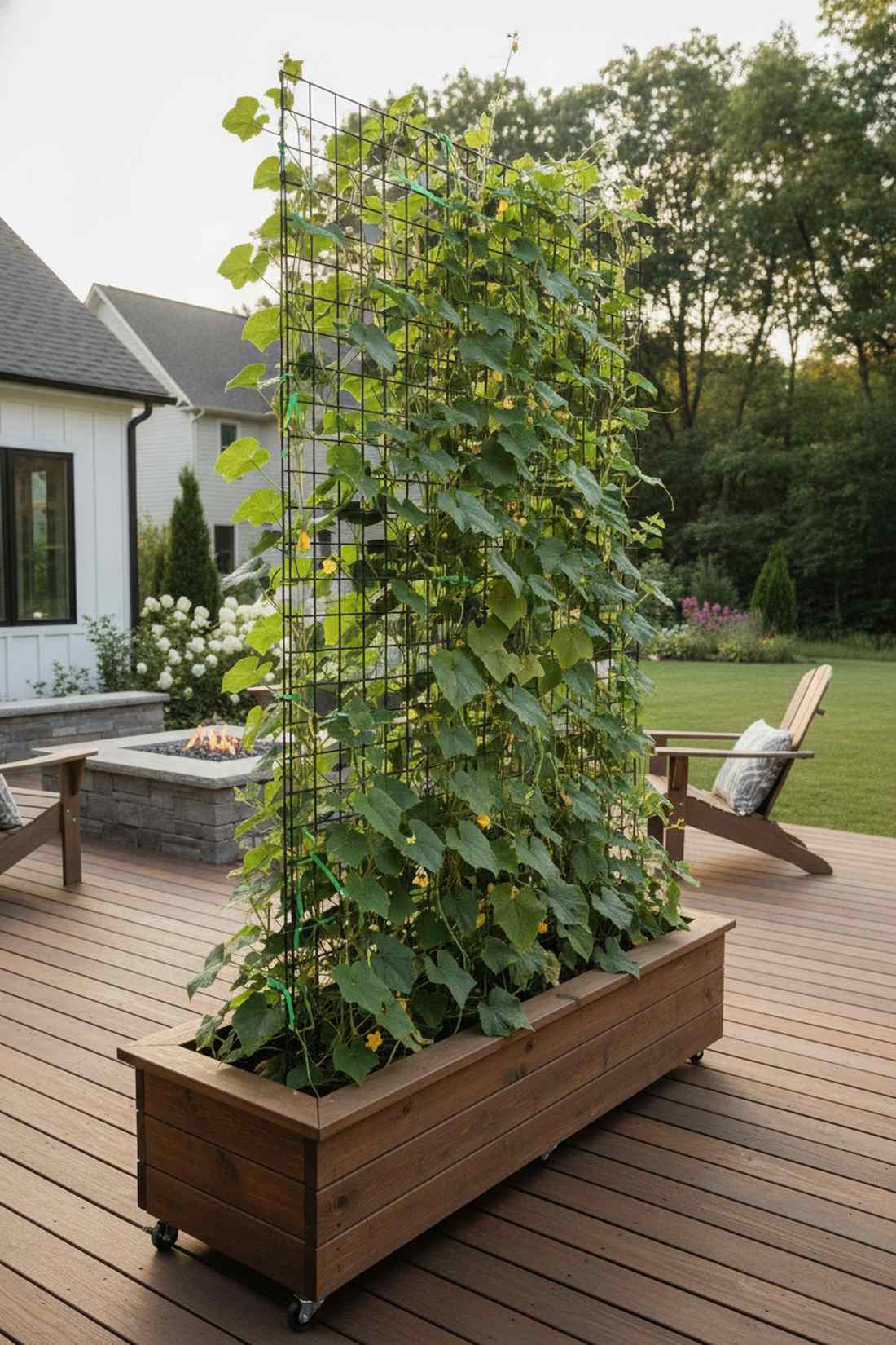 wheeled bed with vertical trellis