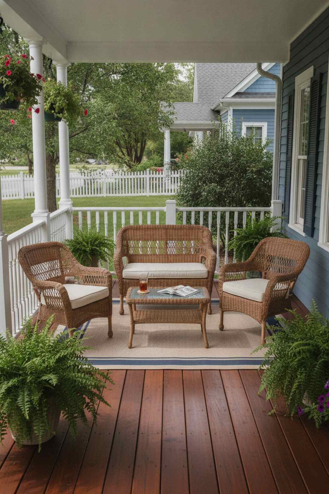 wicker loveseat and chair trio