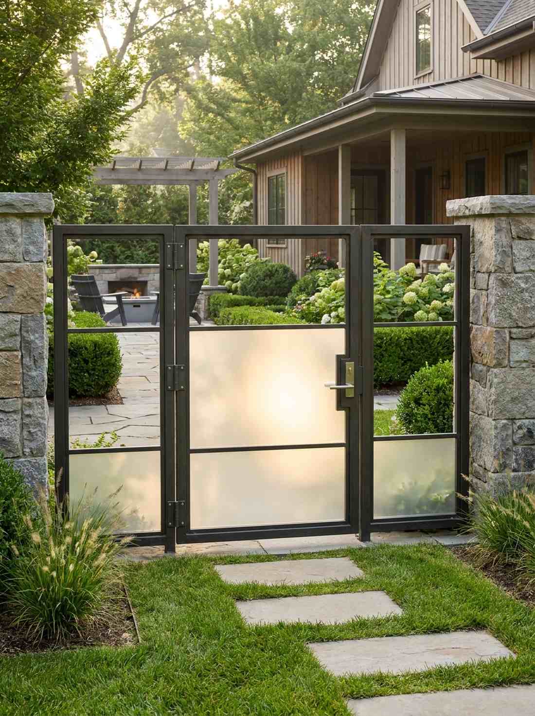 windowed metal frame gate