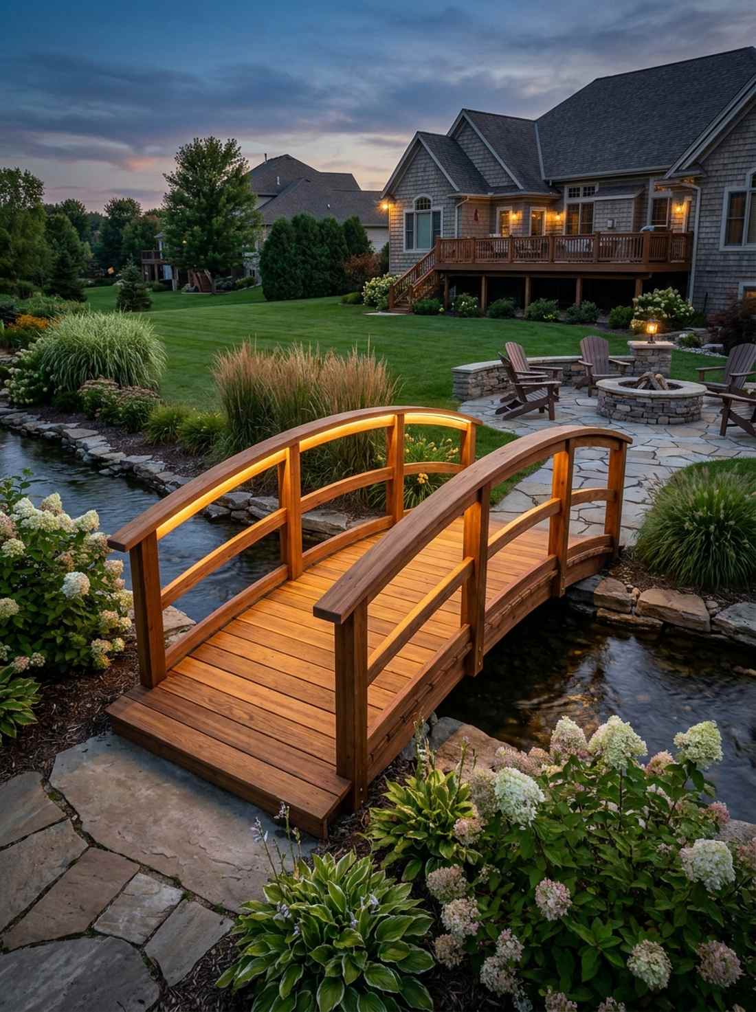 arched wooden bridge