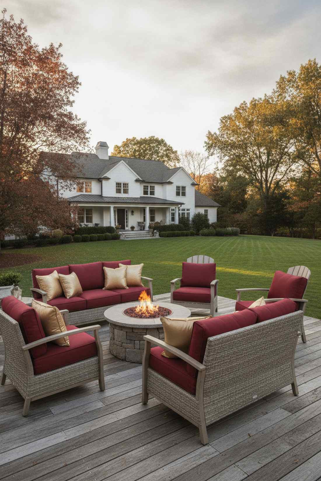 burgundy cushions on neutral frames
