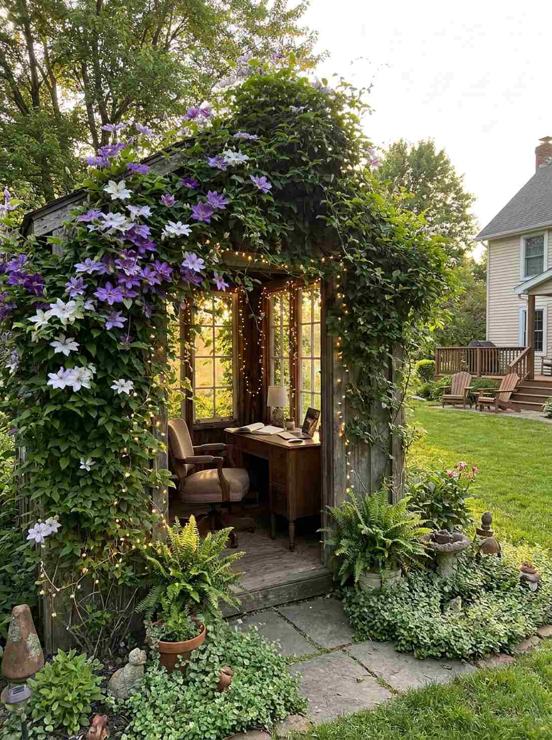 clematis wrapped writing nook