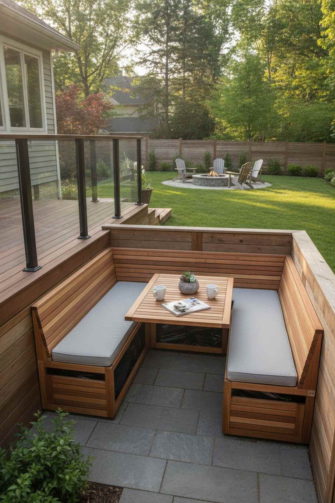 corner bench with built in table