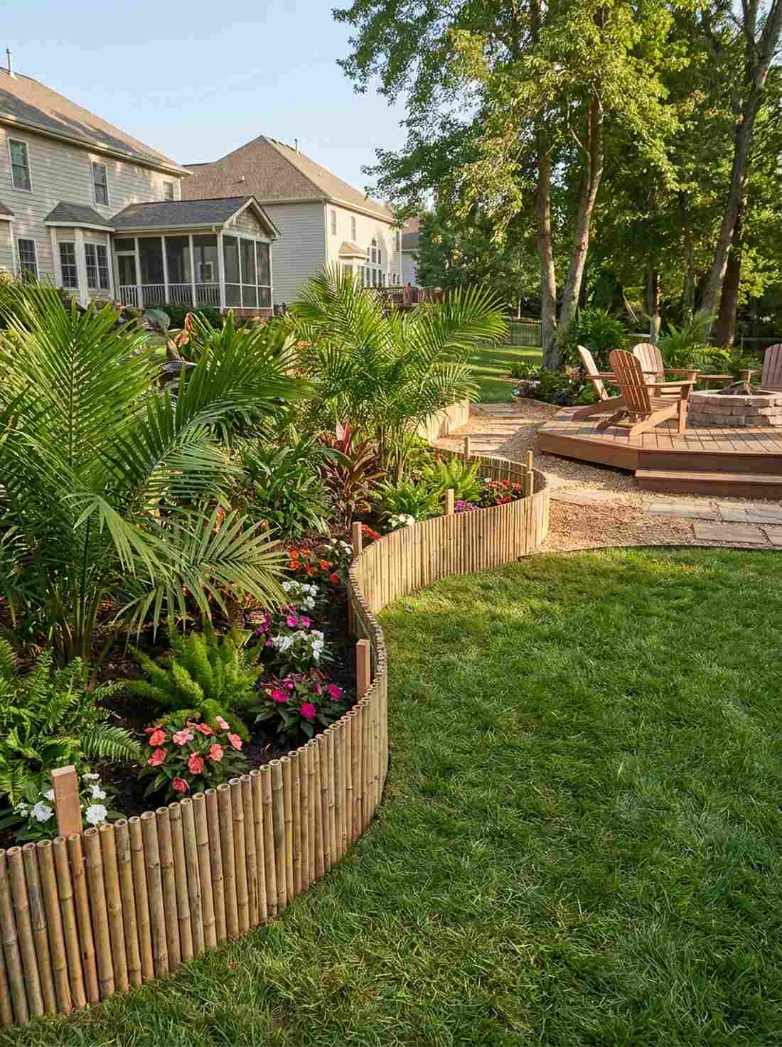 curved cane edging for bed definition