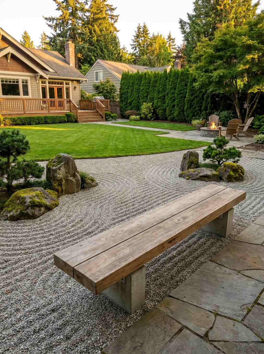 dry landscape viewing bench