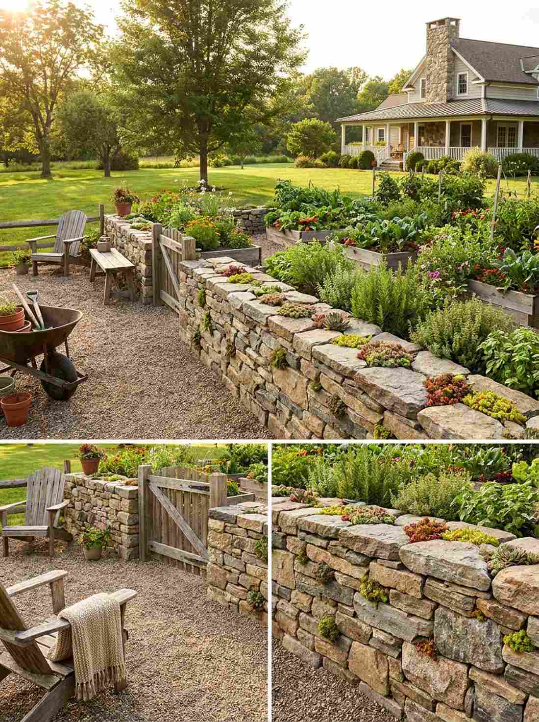 dry stacked fieldstone wall