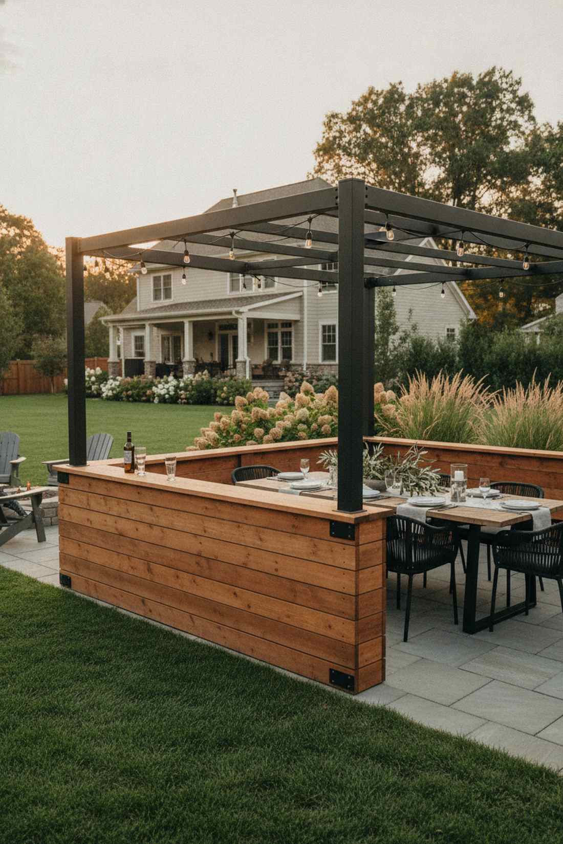 half height fence with pergola