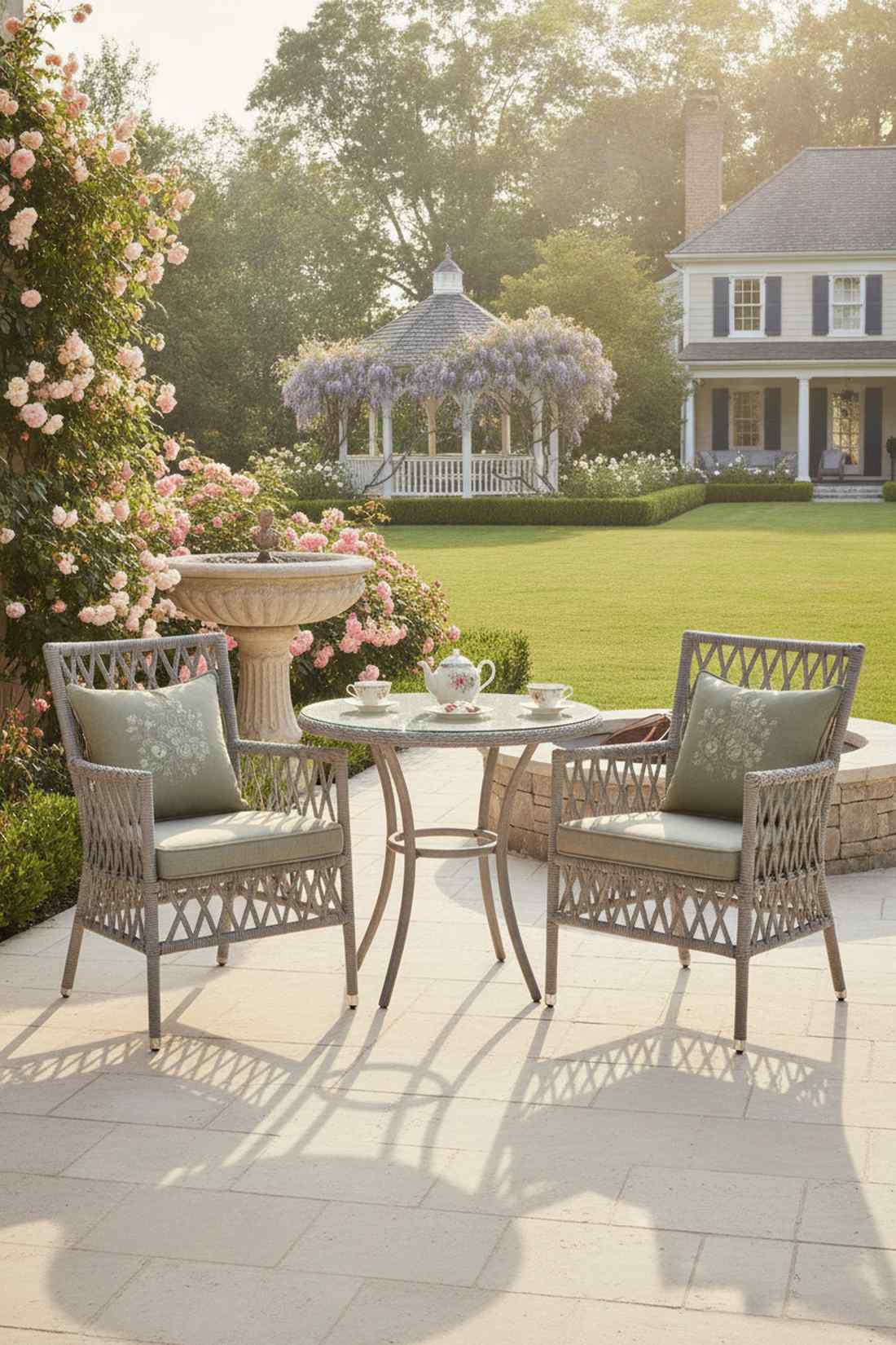 lattice back woven armchairs