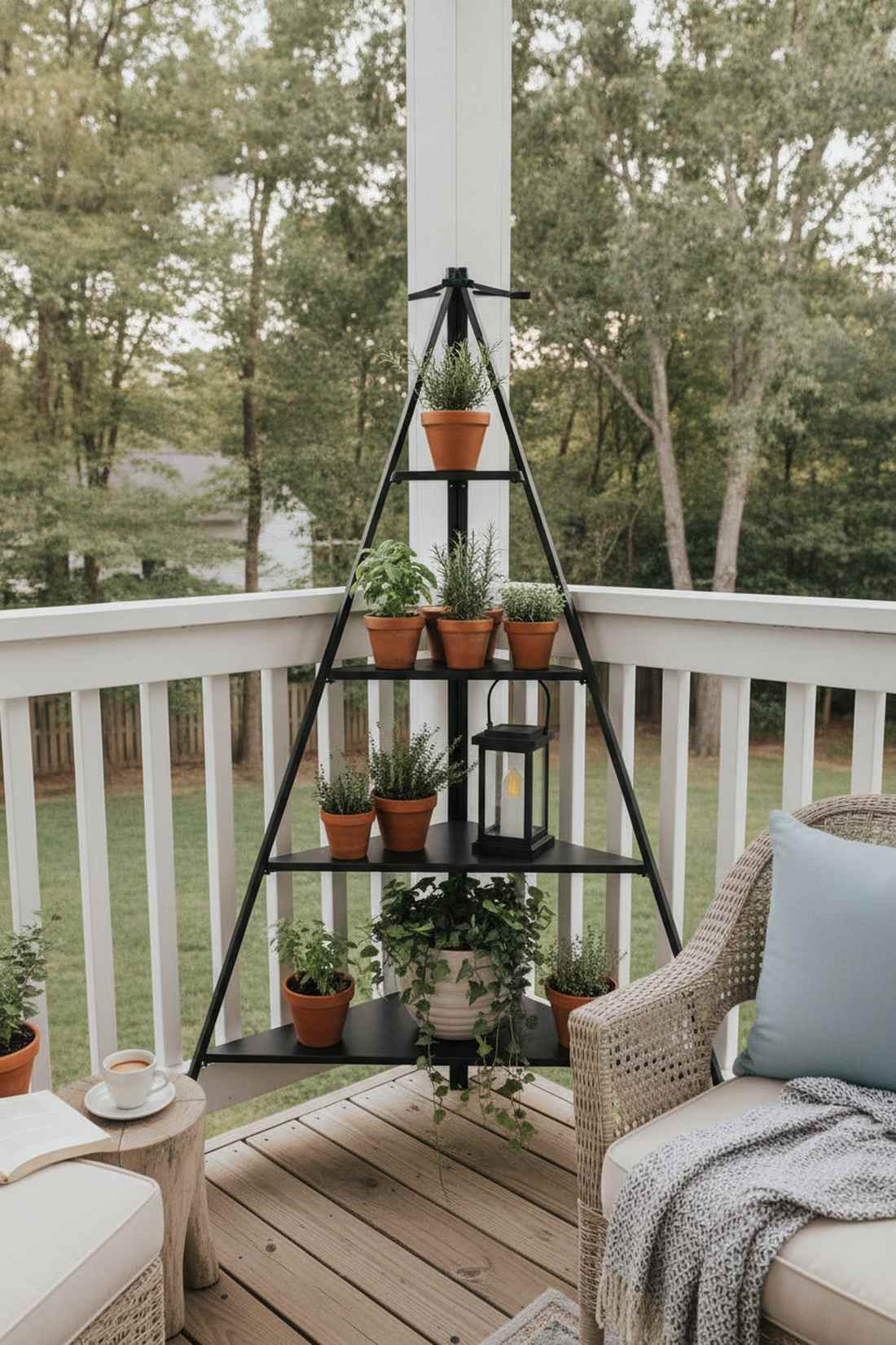 narrow corner shelf herb nook