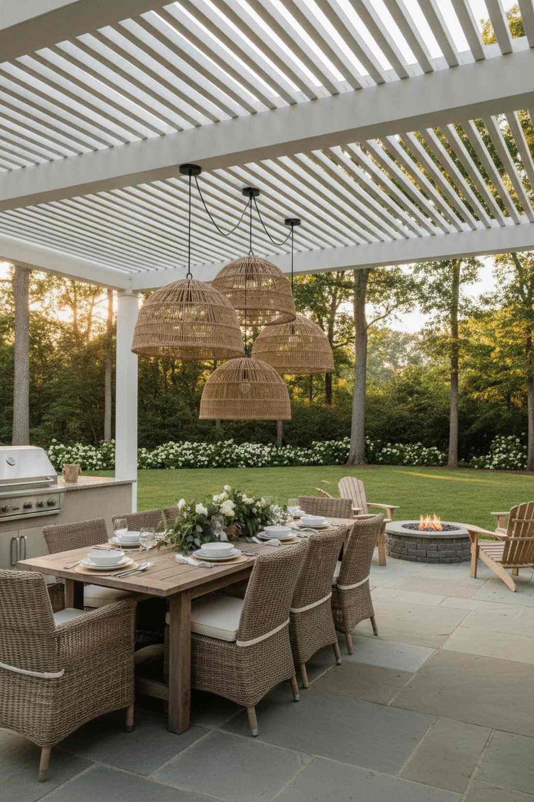 pendant fixtures under pergola structures
