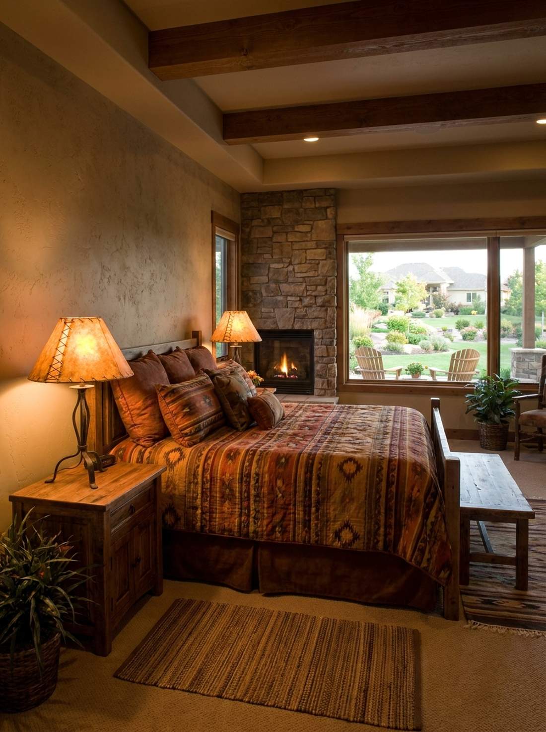 rawhide lampshades on nightstands
