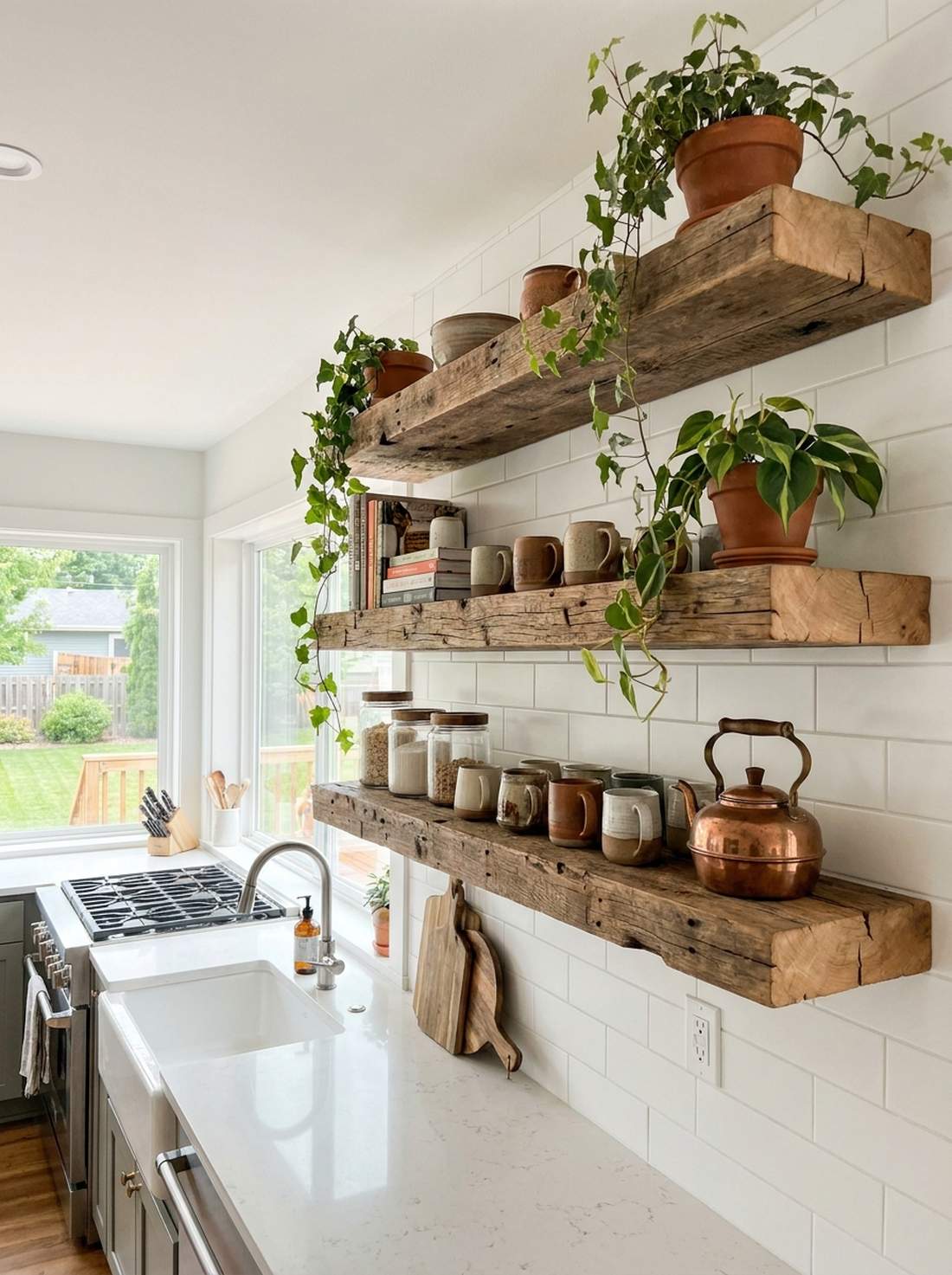 reclaimed wood shelving