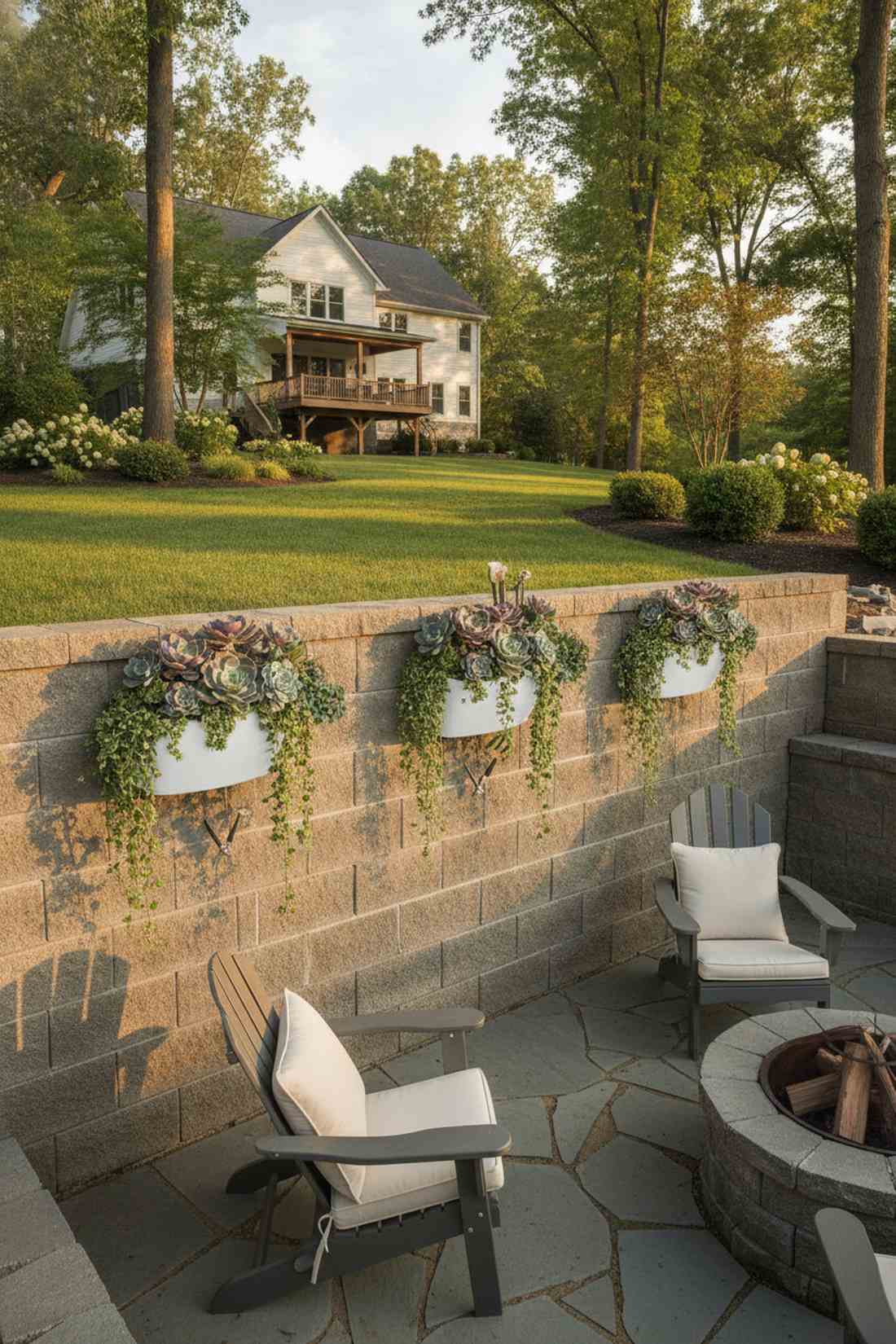 retaining wall shelf pots