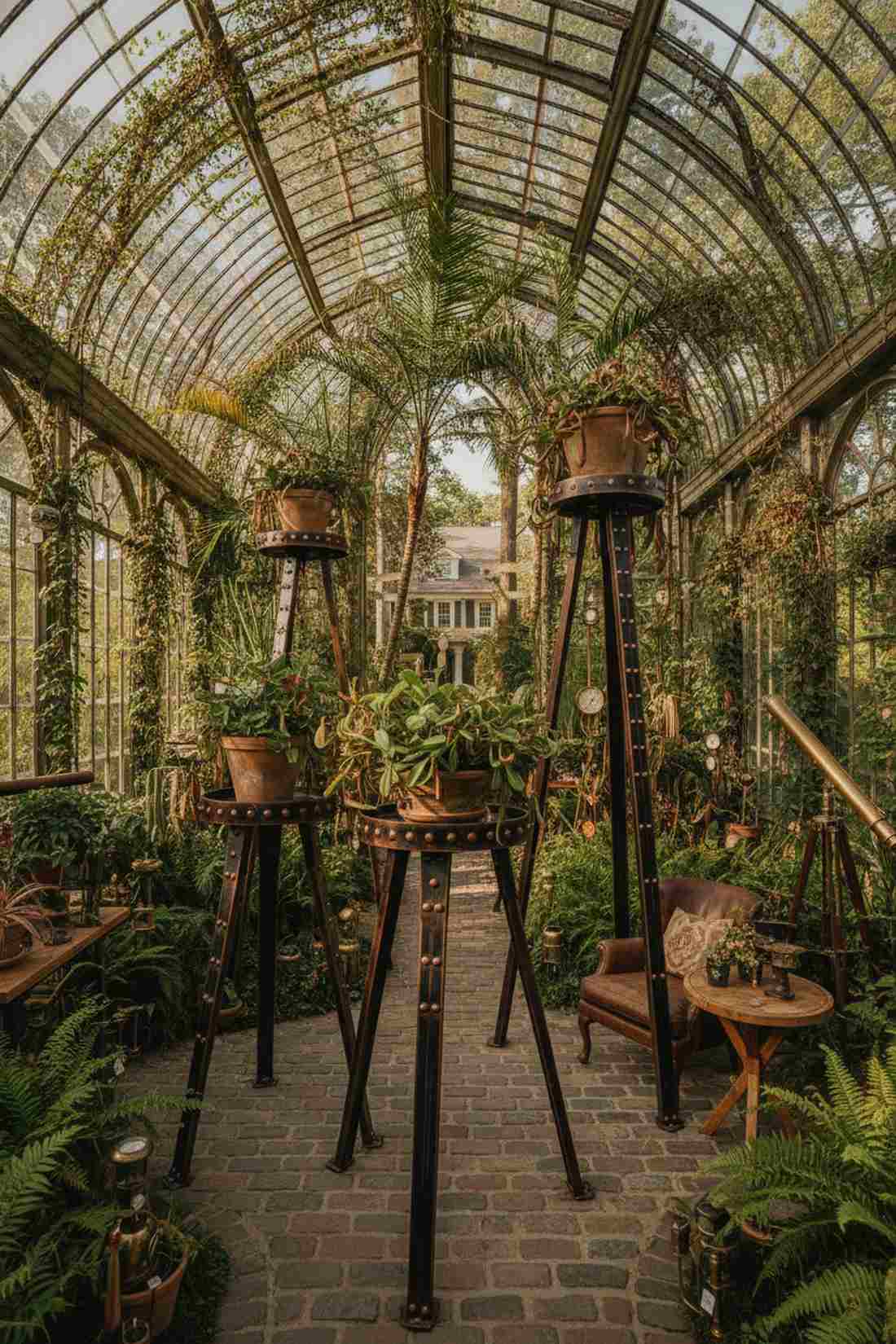 riveted iron planter stands