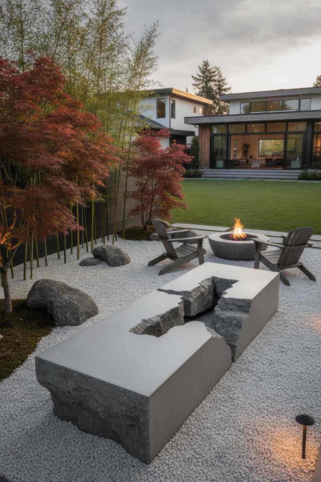 sculptural split block bench