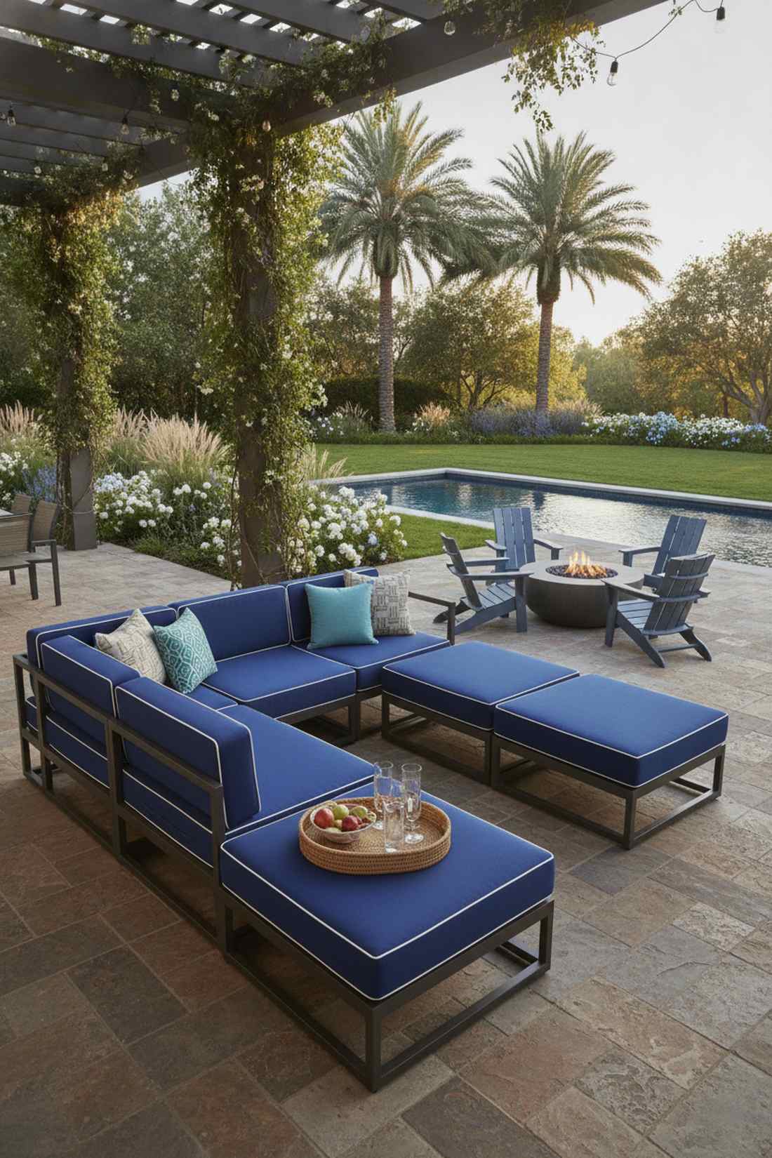 sectional outdoor sofa with movable ottomans