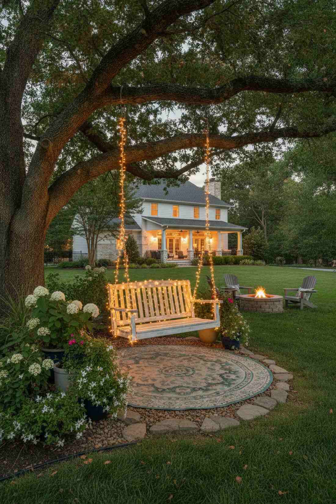 solar garden swing lighting