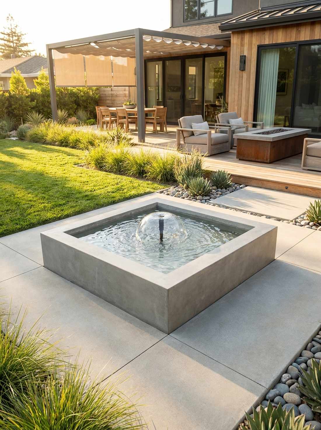 square basin bubbler fountain