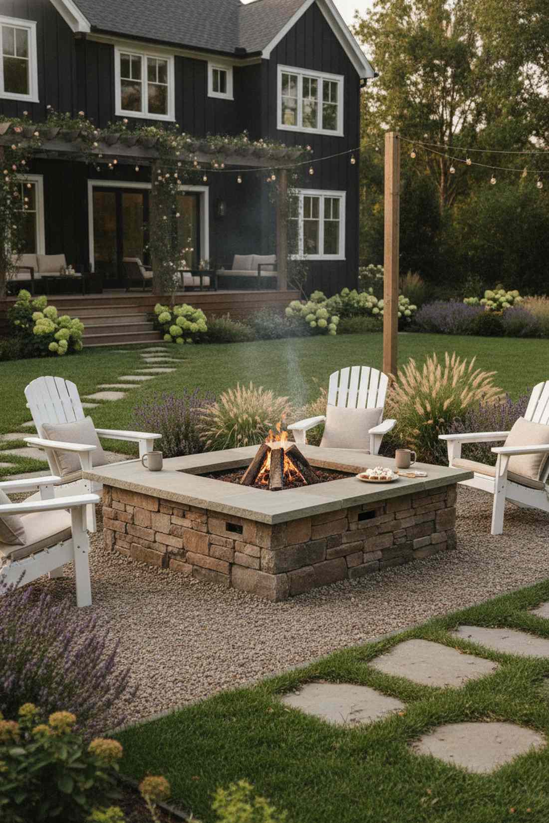 square stone veneer fire pit