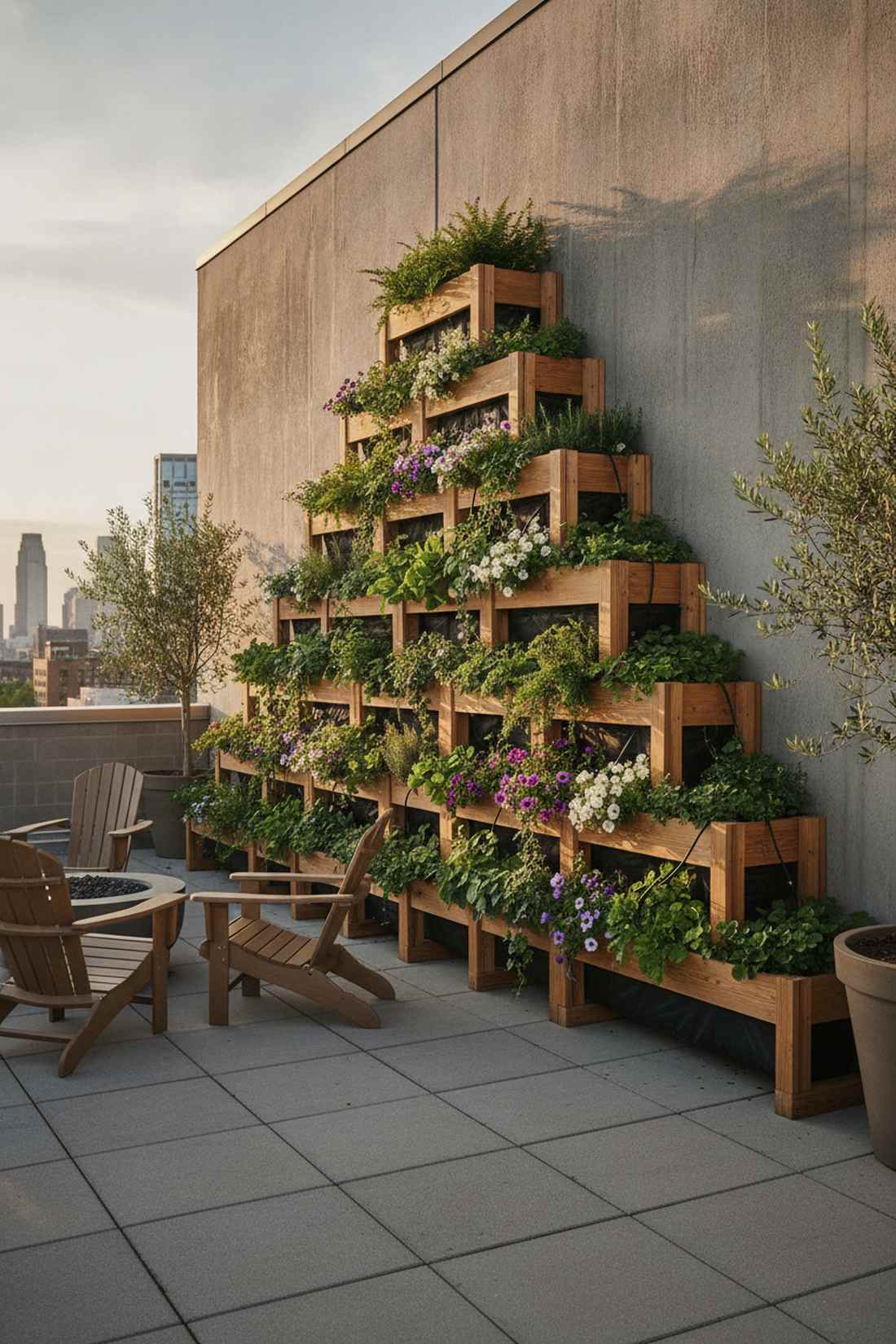 stepped pyramid planter wall