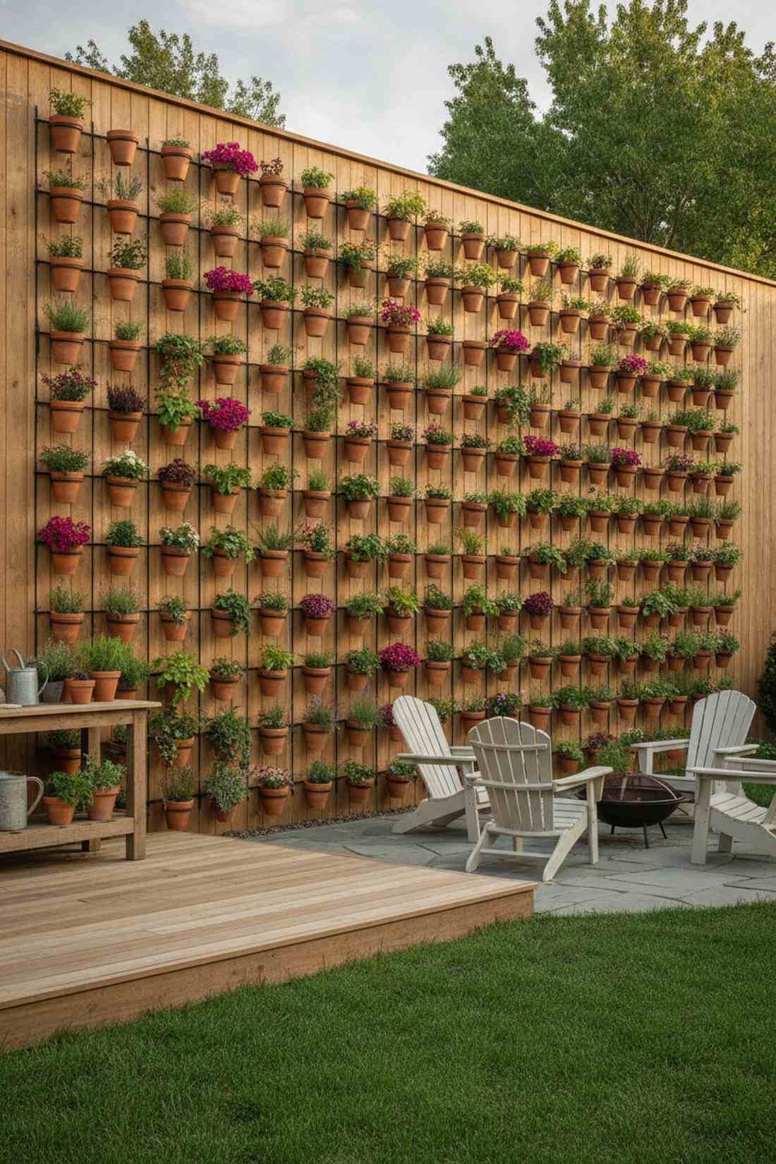 terracotta pot wall grid