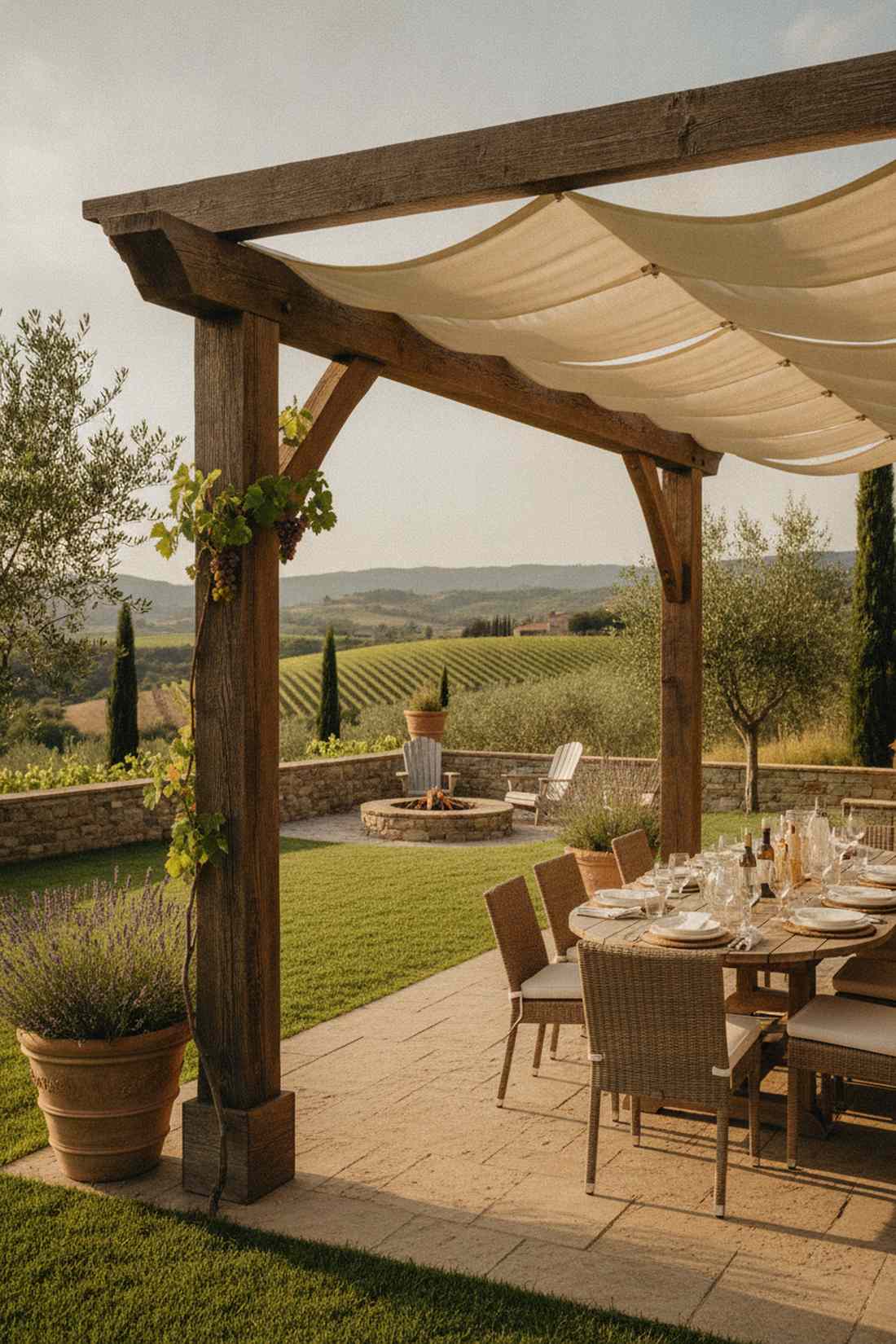 timber frame pergola with retractable canopy