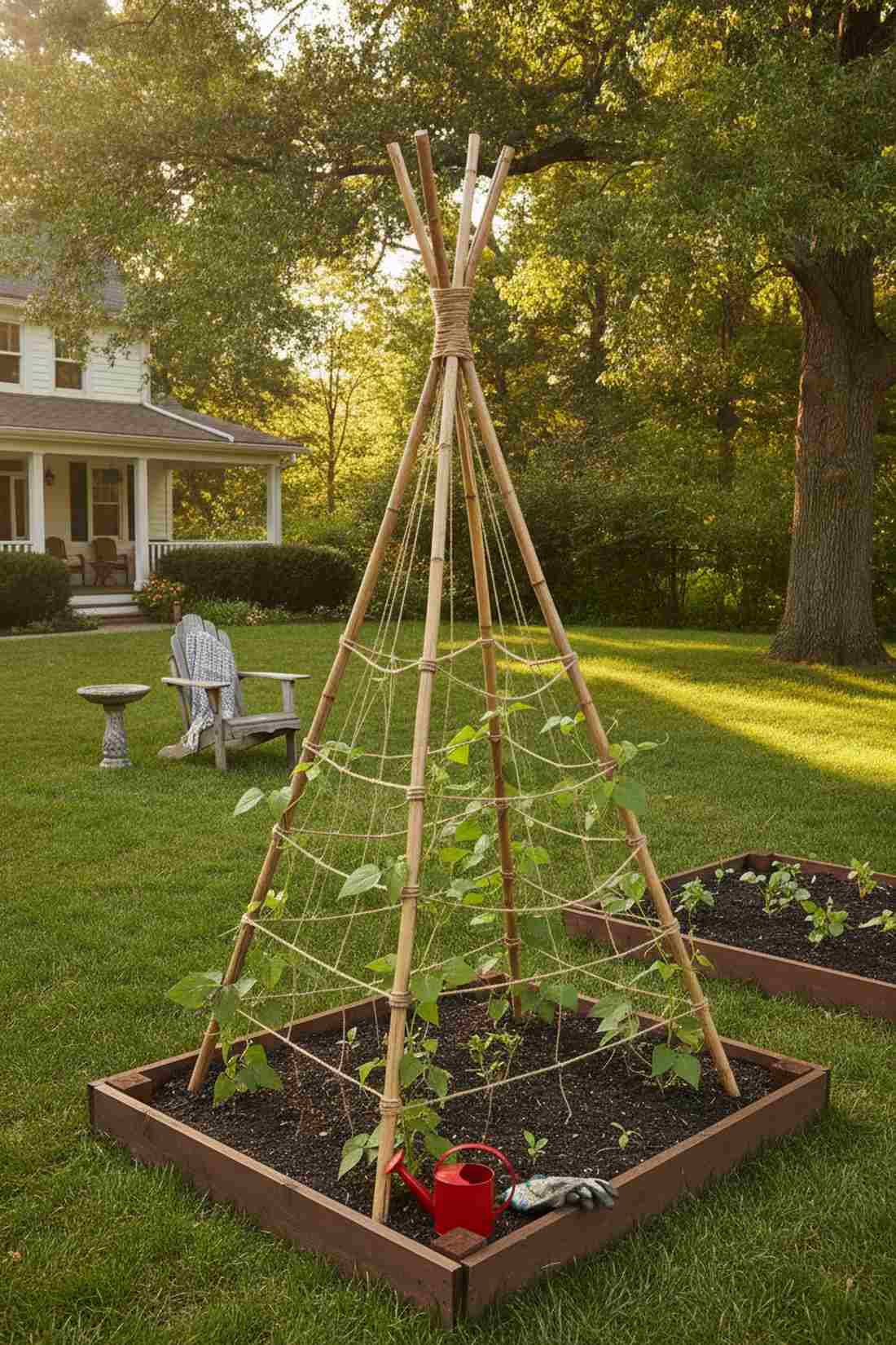 tripod teepee with string web