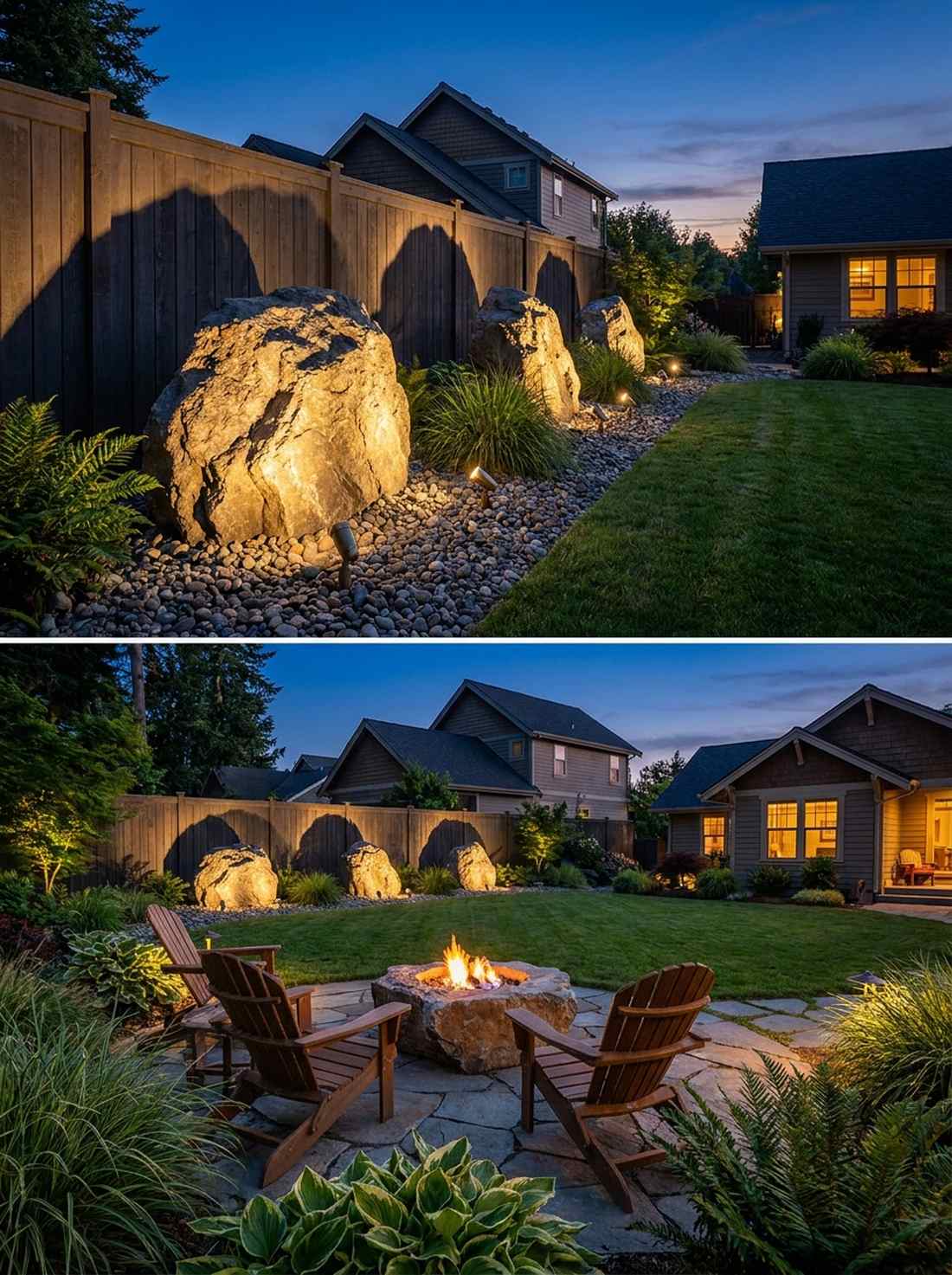 uplighted statement stones