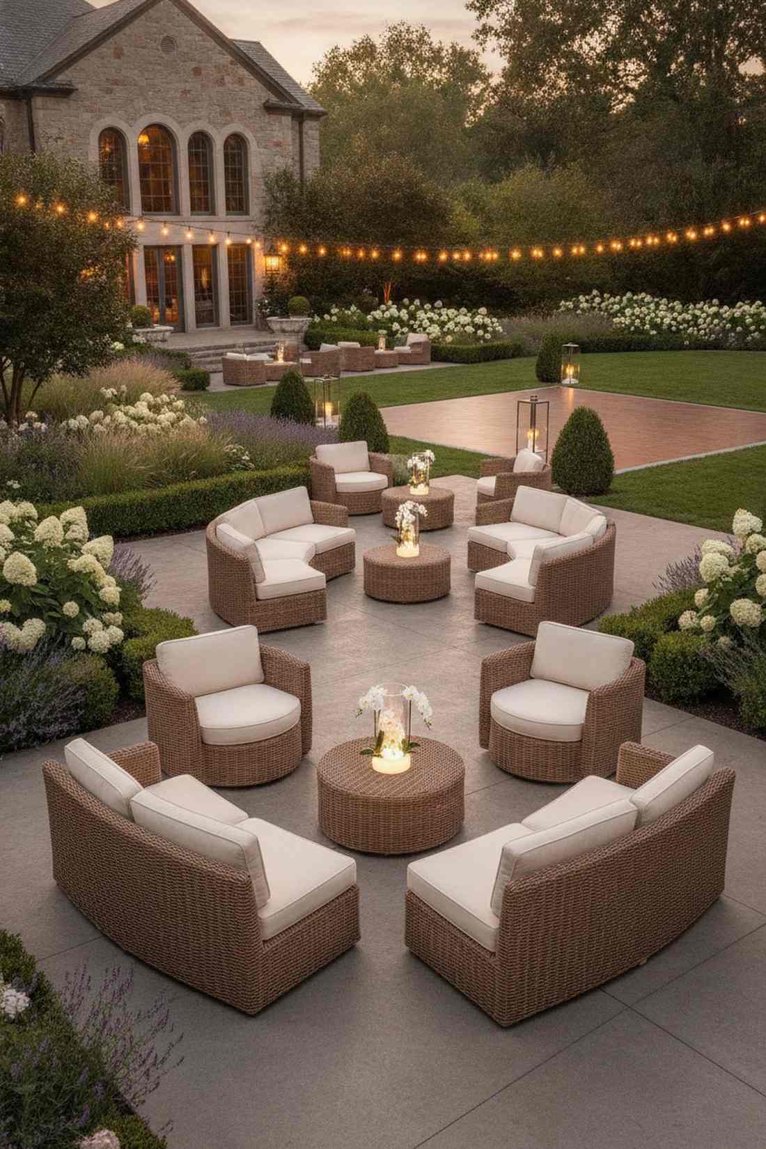 wicker lounge clusters