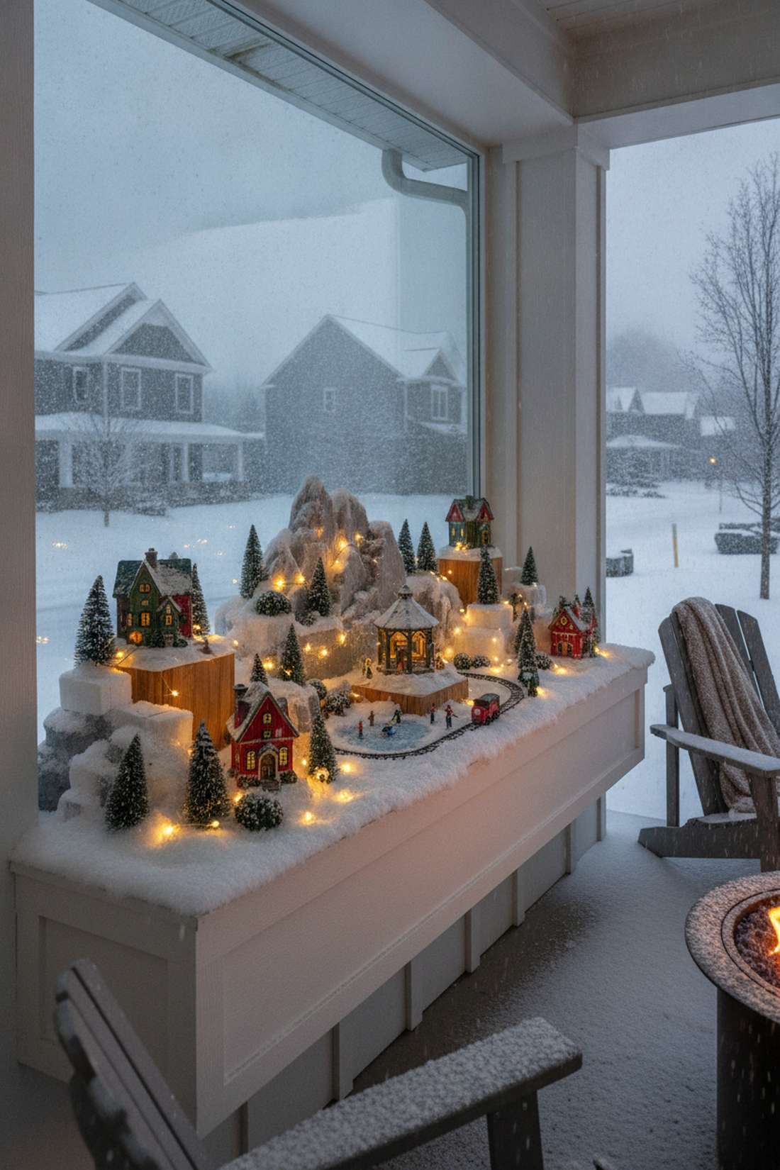 winter village vignette
